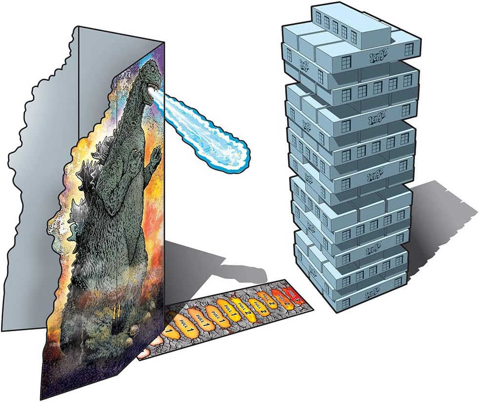 Jenga: Godzilla Extreme Edition | Based on Classic Monster Movie Franchise Godzilla | Collectible Jenga Game | Unique Gameplay Featuring Movable