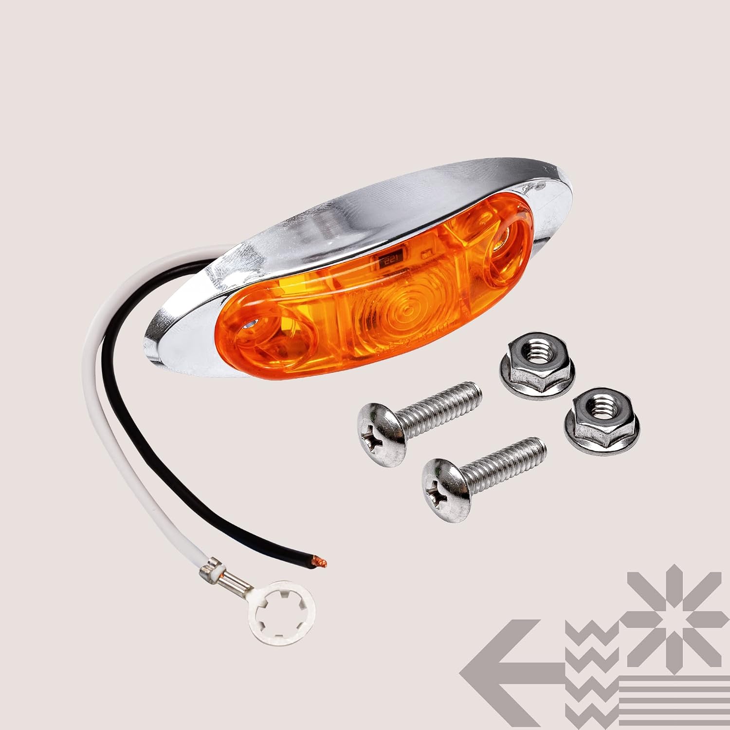 TRUE MODS 2pc 2.5" Amber Oval LED Trailer Marker Lights for Boat Trailer RV