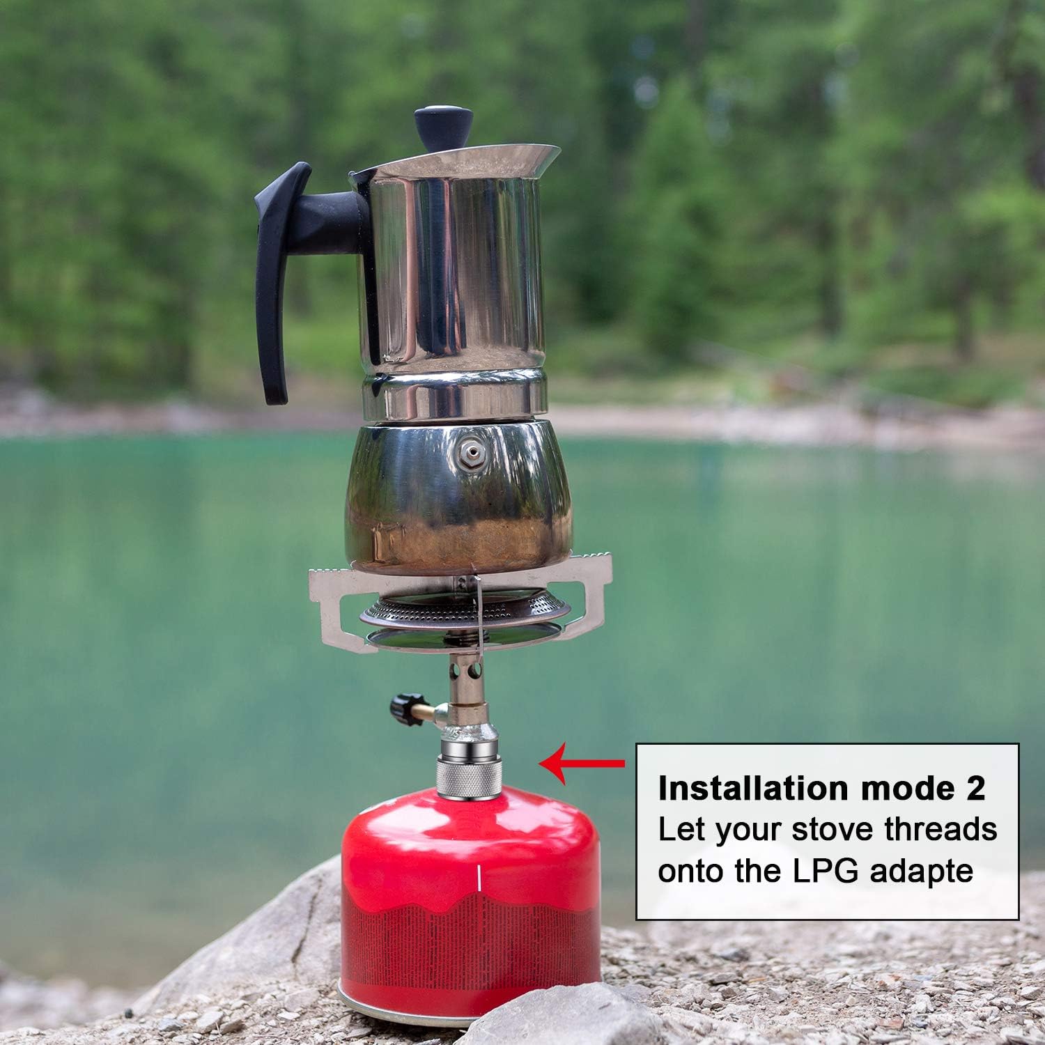 Hotop 2 Pcs Camping Stove Adapter, 1 Lb Propane to EN417 Lindal Valve