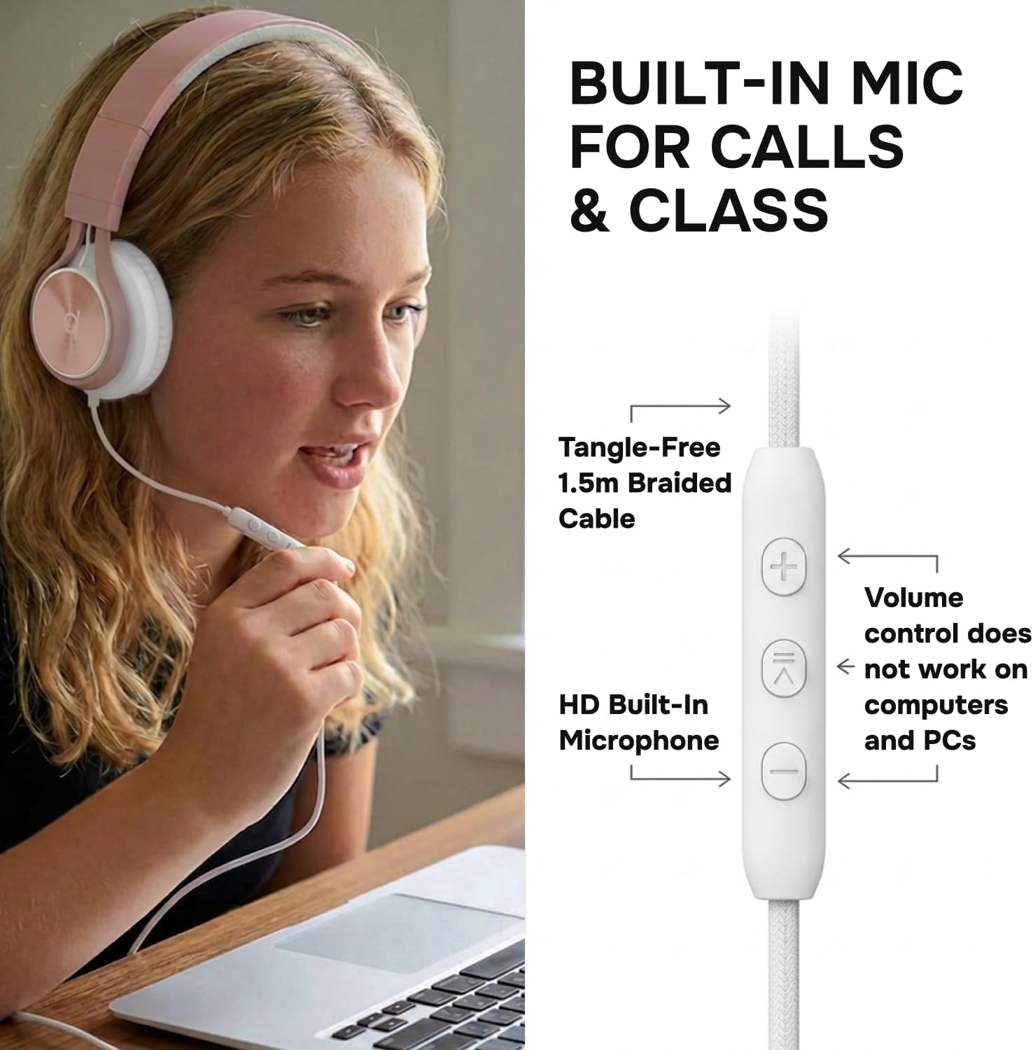 ARTIX Wired Headphones for Classroom & School with Microphone & Volume Control - Adults, Teens & Kids Headphones with Cord