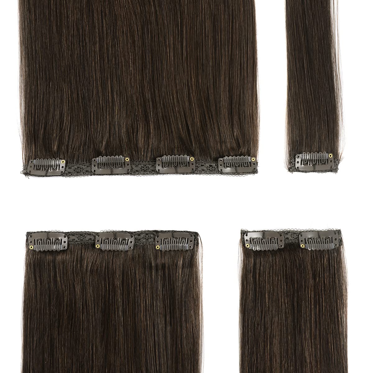 22" Clip in Human Hair Extensions Full Head 200g 10 Pieces 22 Clips Light Brown Double Weft Brazilian Real Remy Hair Extensions Thick Straight (22"
