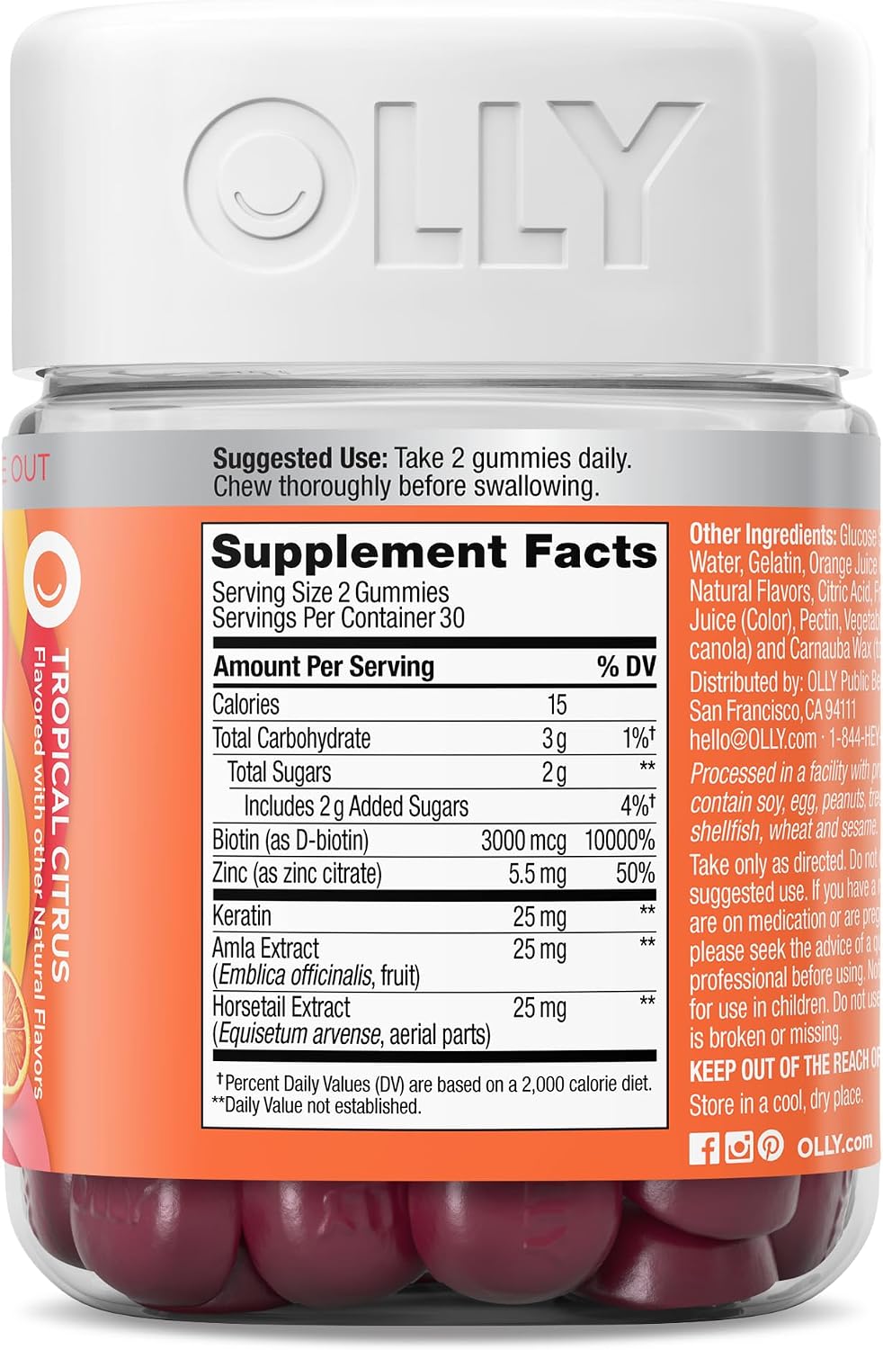 OLLY Heavenly Hair, Supports Healthy Hair,* Keratin, Biotin - 60 Count