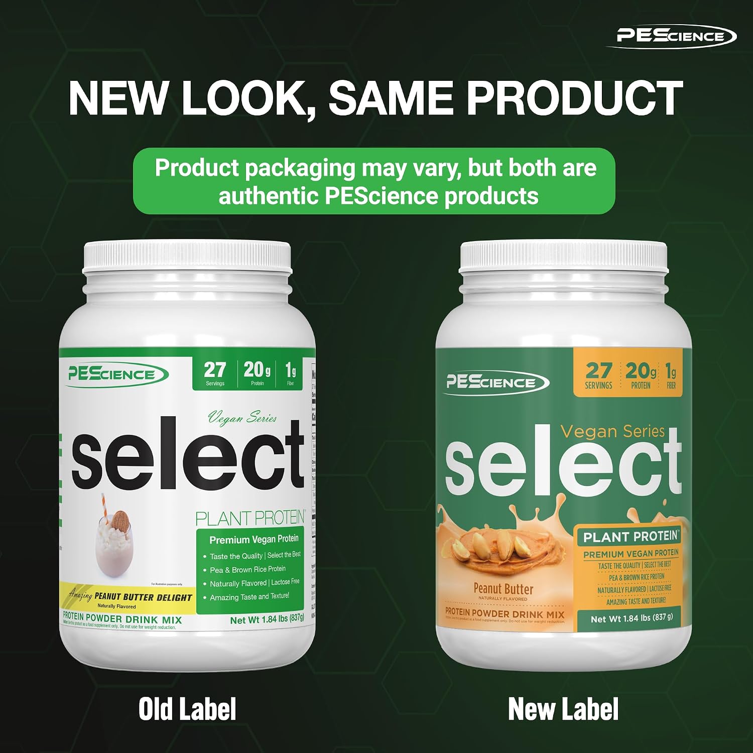 PEScience Select Vegan Protein Powder, Peanut Butter Delight, 27 Servings | Plant Based Protein Powder, Pea and Brown Rice Blend, Dairy Free, Lactose Free, Gluten Free