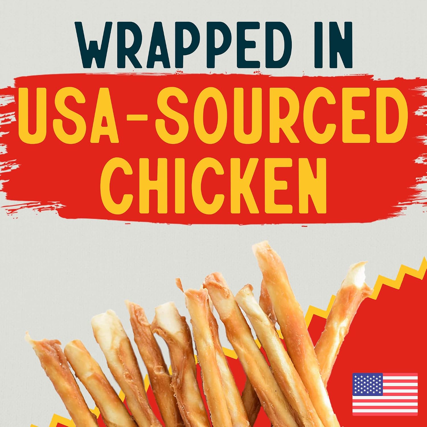 Canine Chews 5" Chicken Coated Sticks - Pack of 100 Chicken Wrapped Rawhide Dog Treats - 100% Real USA-Sourced Chicken Coating - Protein-Dense Dog