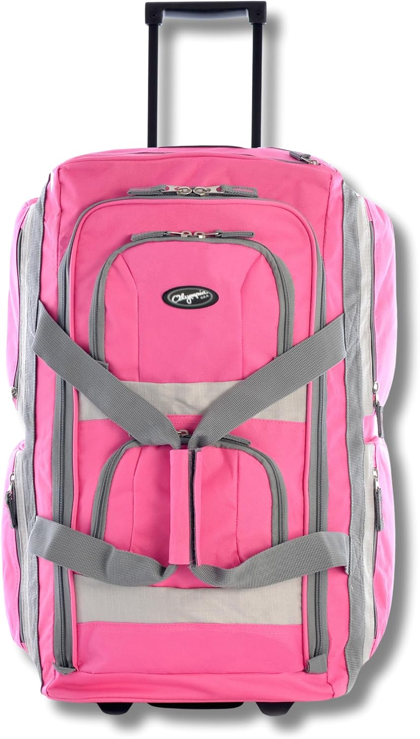 Olympia U.S.A. 33 inch Jumbo Size 8 Pockets Wheeled Rolling Duffel Bag Water Resistant Luggage Lightweight Travel Suitcase with Retractable Handle