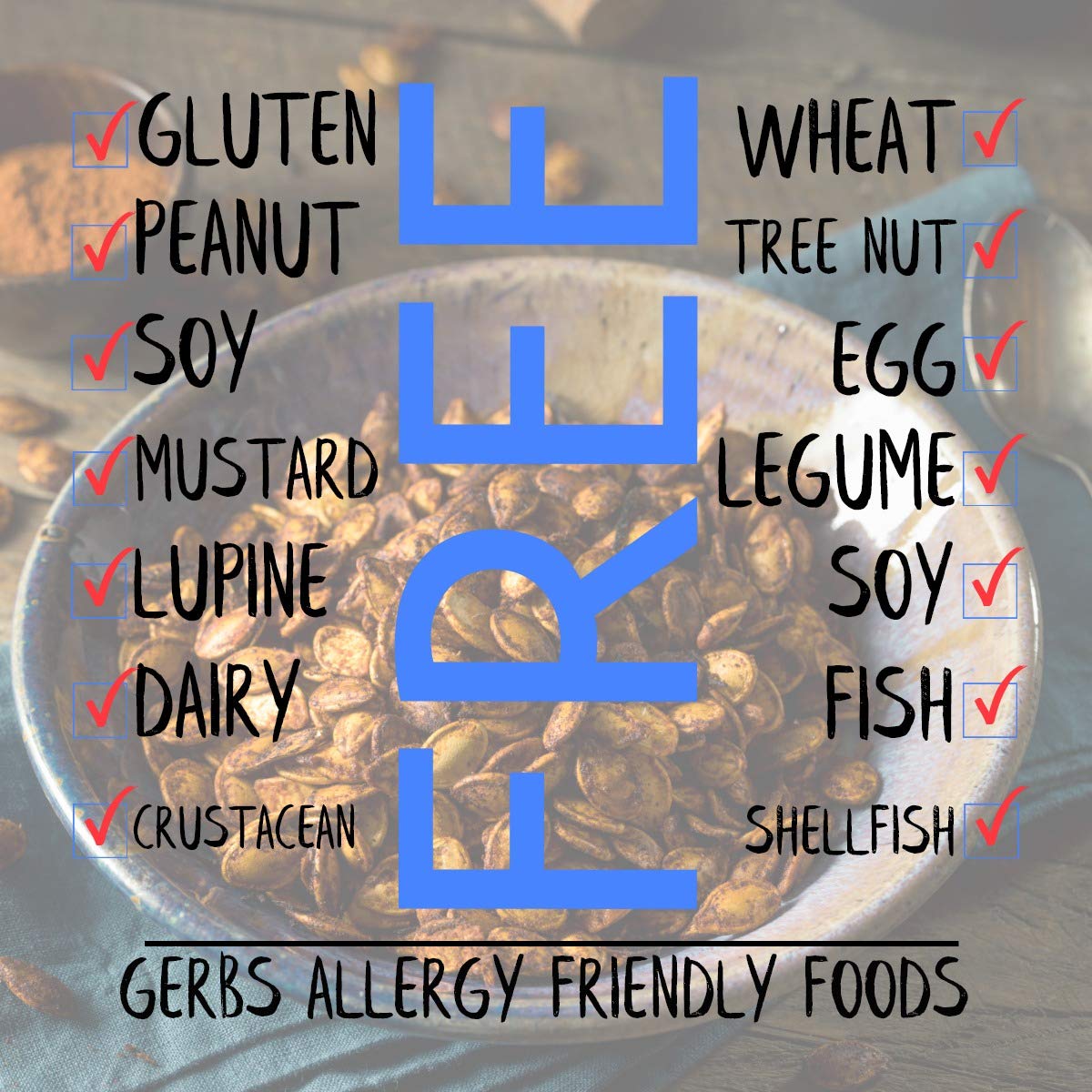 Gerbs Raw Whole Pumpkin Seeds 2 lbs. | In-Shell, 10.5 mm Size, Resealable Bag | Mildly Nutty & Crunchy | Top 14 Allergen-Free