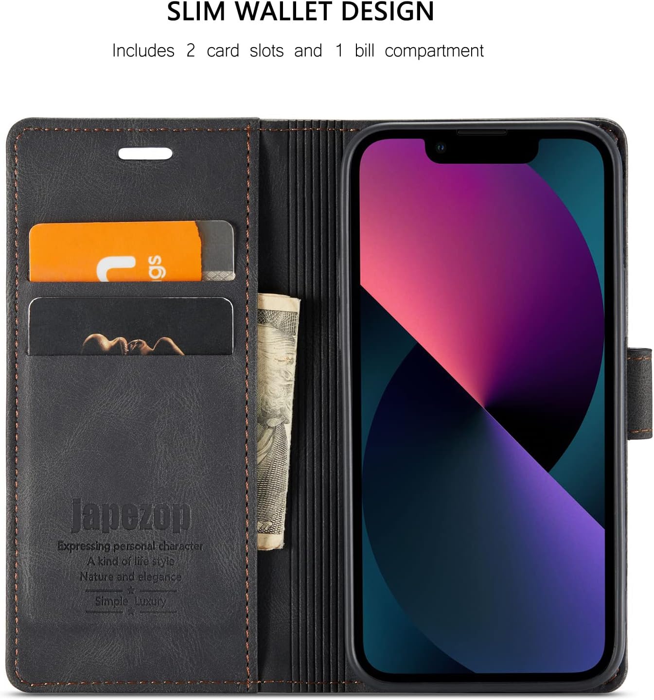 japezop iPhone 12 Mini Wallet Case with [RFID Blocking],Blue