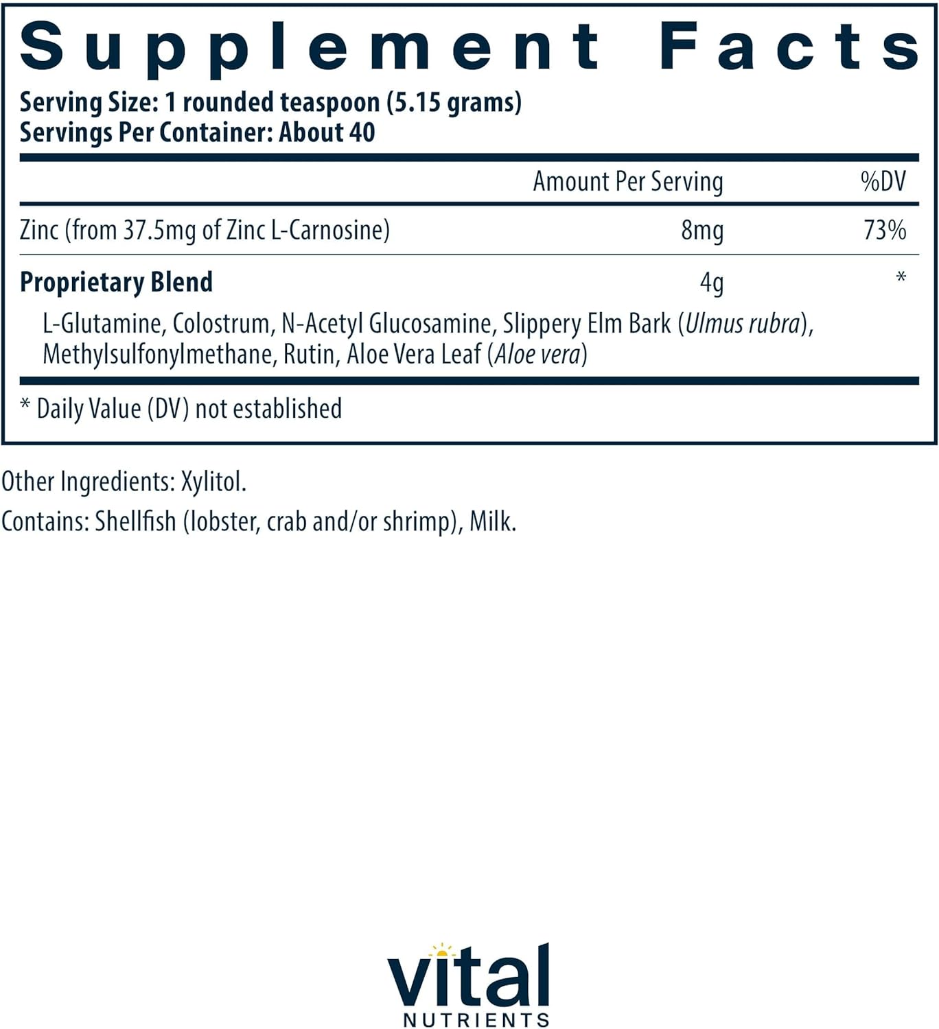 Vital Nutrients GI Repair Powder - Leaky Gut Powder with L Glutamine and Zinc - Digestive Enzyme Supplement to Support Gut Health and Digestion