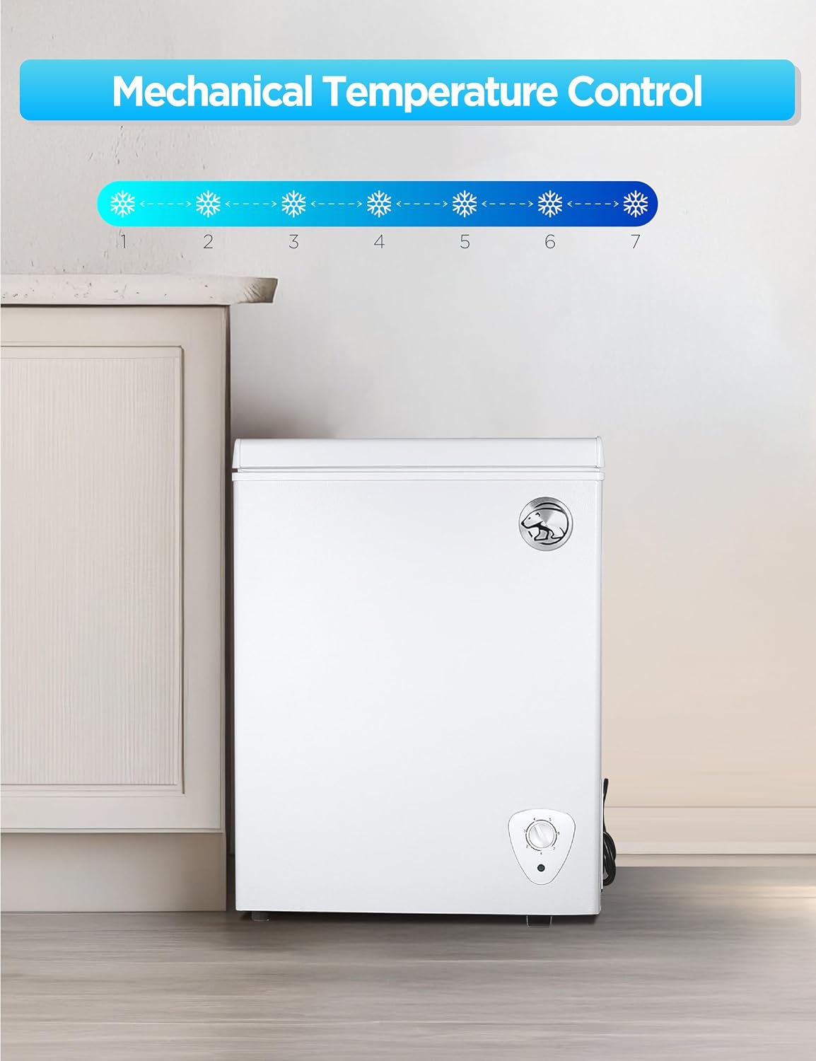 Commercial Cool Upright Freezer, Stand Up Freezer 5 Cu Ft with Reversible Door, White