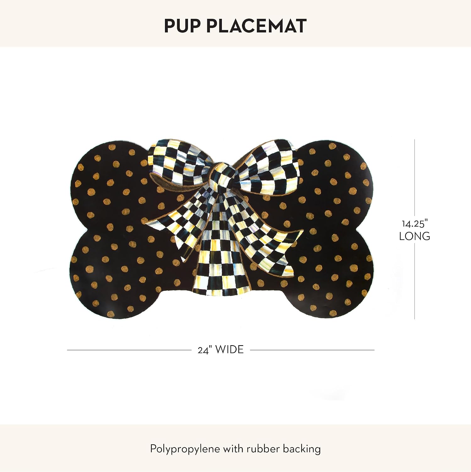 MACKENZIE-CHILDS Pup Placemat, Black-and-White Courtly Bow