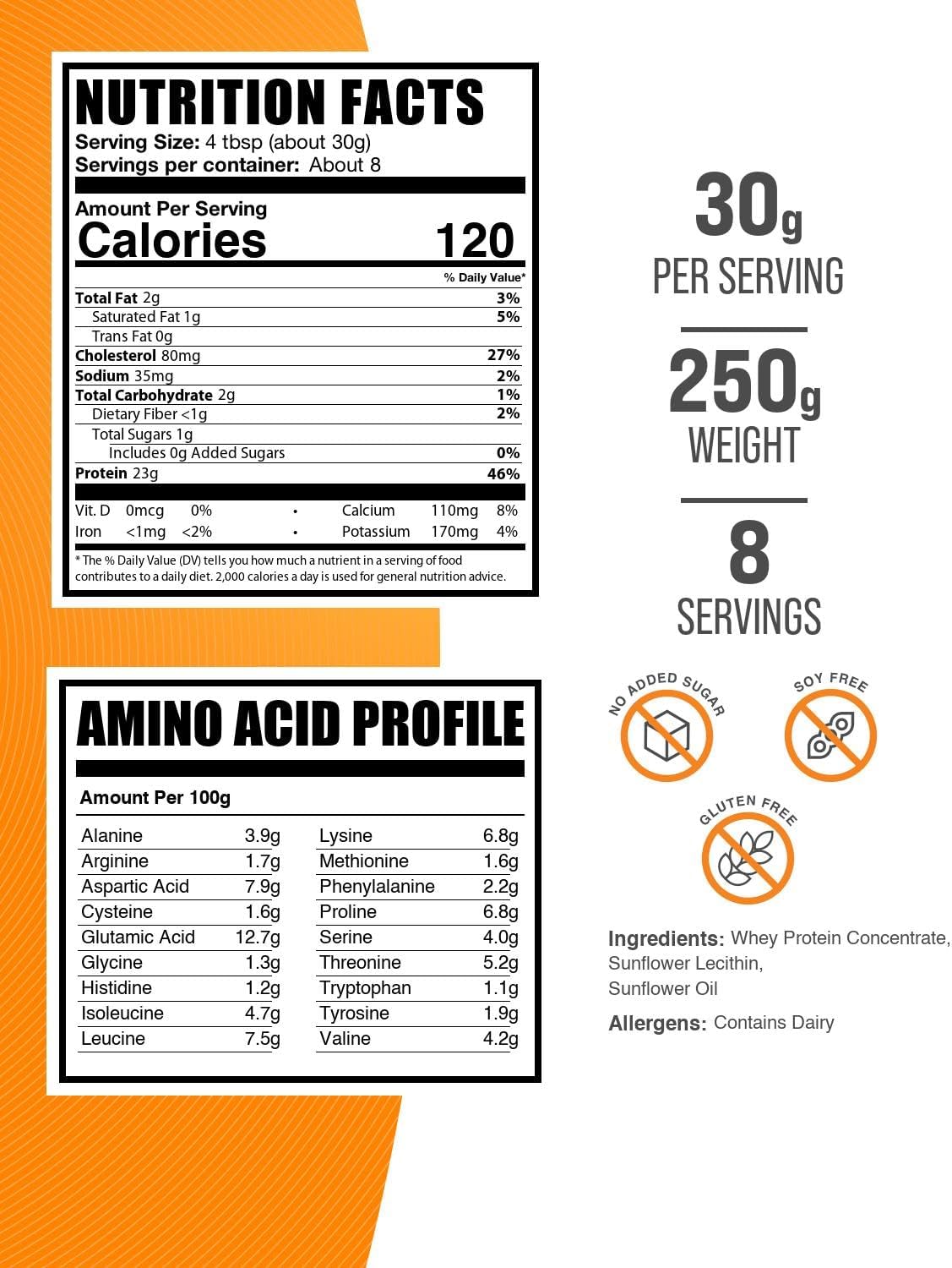 BulkSupplements.com Whey Protein Concentrate Powder - Whey Protein Powder Supplement, Unsweetened, Unflavored & Gluten Free, 30g per Serving, 500g (1.1 lbs) (Pack of 1)