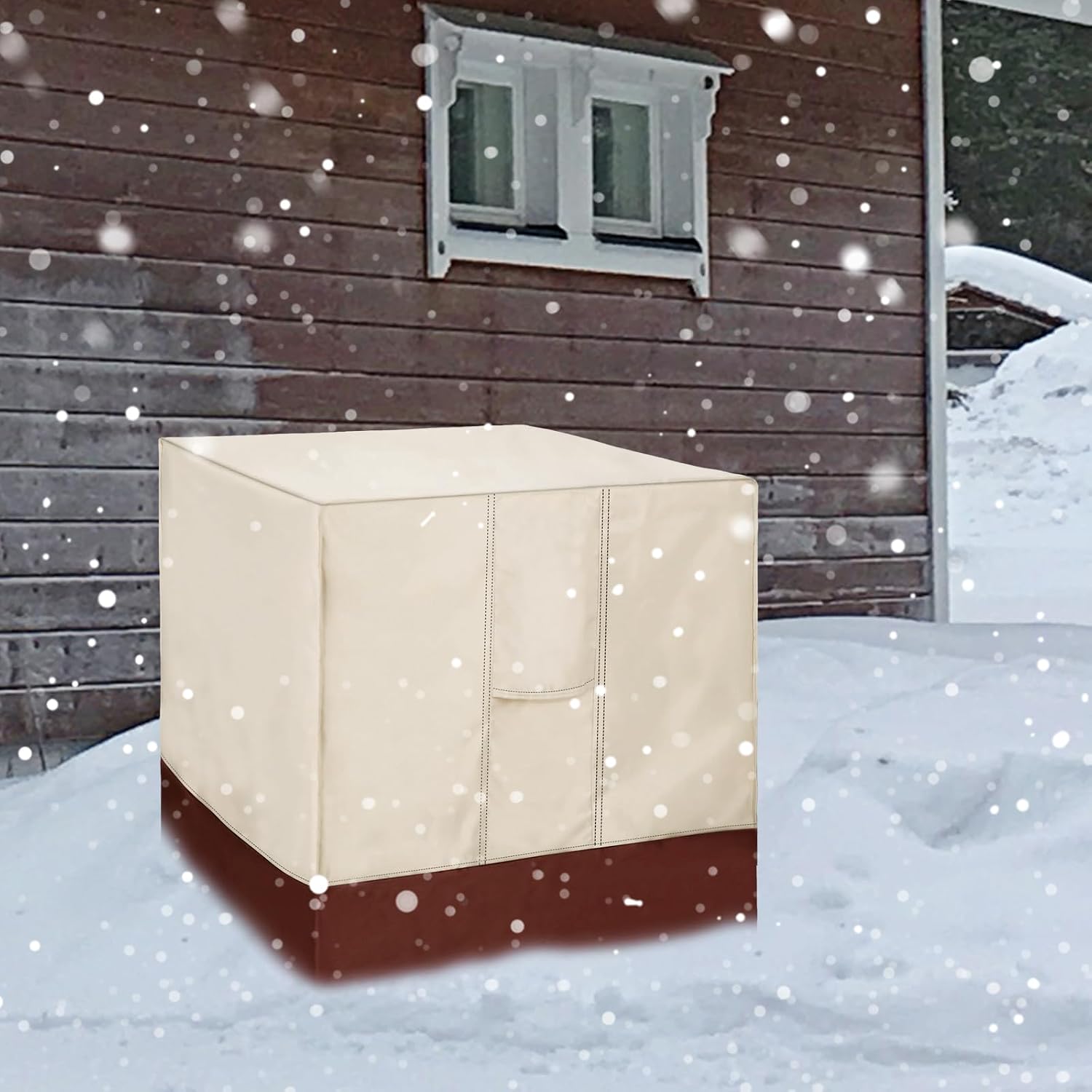 Air Conditioner Cover for Outside Units-Sturdy AC Cover, Water-Resistant, sturdy, with Mesh Vents and Elastic Hem Cord