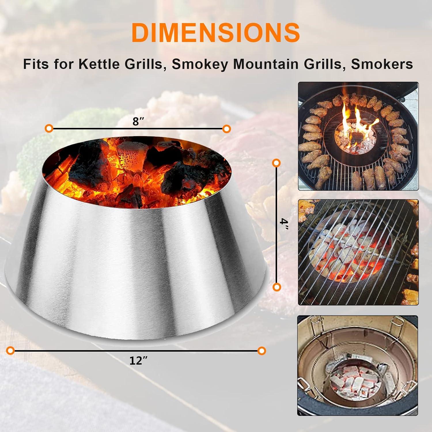 GRISUN Stainless Steel BBQ Whirlpool for Weber Kettle 22 in