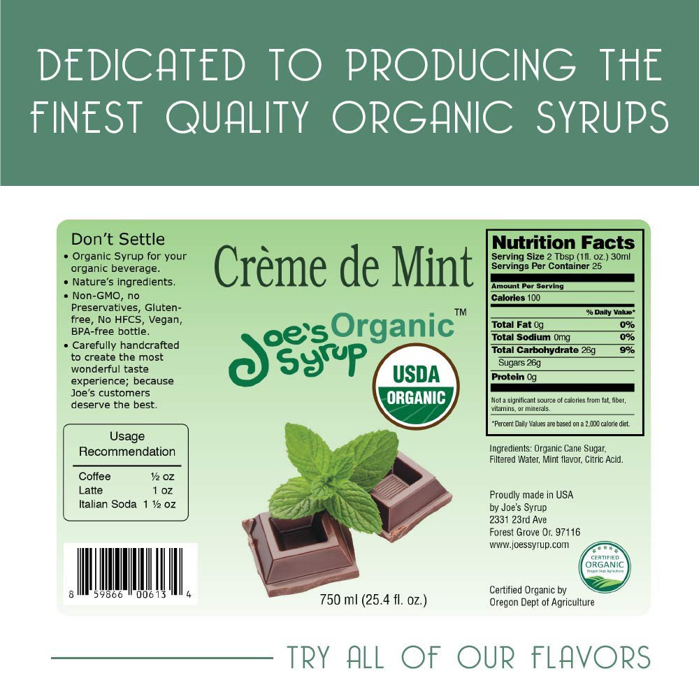 Joe’s Syrup Organic Flavored Syrup, Organic Strawberry, 750 ml | Vegan, gluten-free, Non-GMO, no HFCS; for cocktails & desserts
