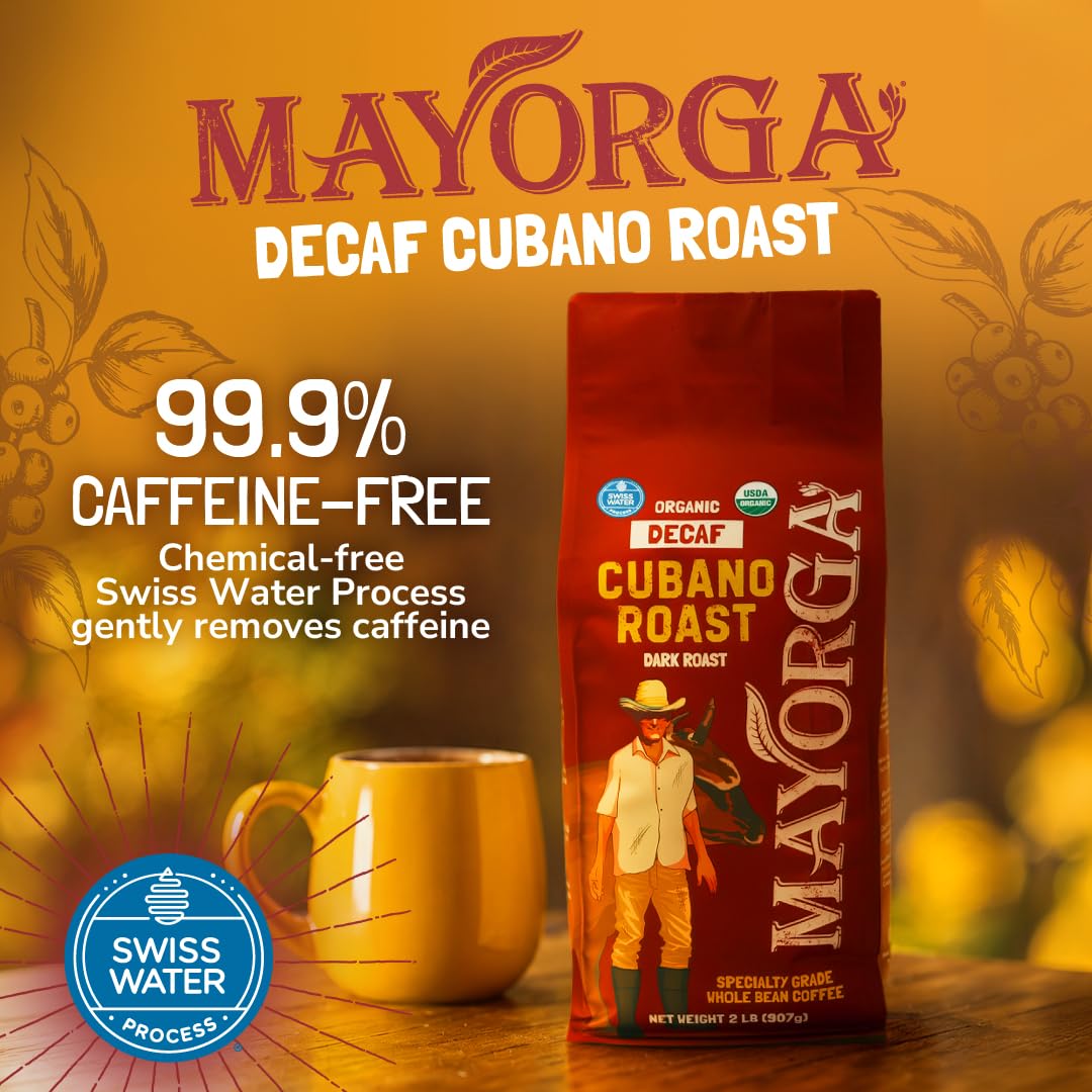 Mayorga Organic Coffee 12oz Cafe Cubano Roast - Dark Roast Whole Bean Coffee Specialty Grade, 100% Arabica, Slow Roasted, Bold and Smooth Flavor with Low Acidity - USDA Organic, Non-GMO, Kosher,
