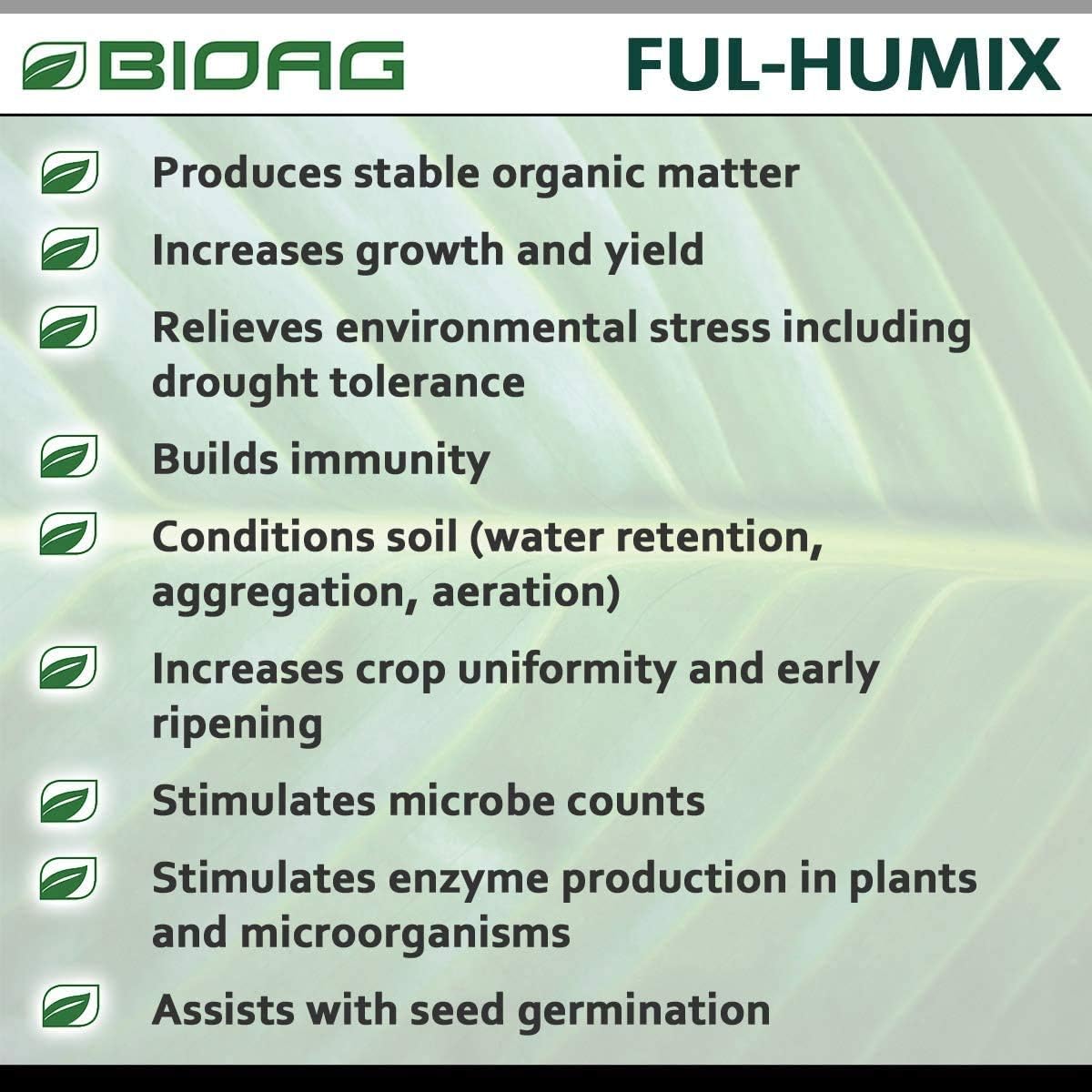 BIOAG Ful-Humix Organic Humic Acid Soil Dry Amendment, Increases Yield, Nutrient Uptake for All Plants, Lawn (300 Grams)