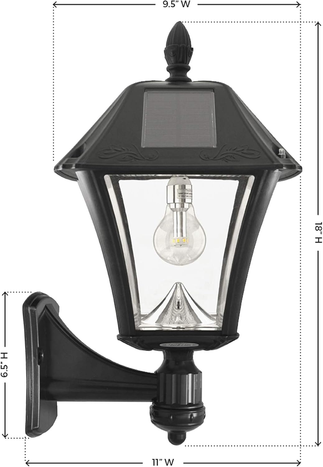Gama Sonic Baytown II Bulb White Outdoor Solar Light, Single Post Light with 3 Mounting Options, 3in. Fitter for Lamp Posts