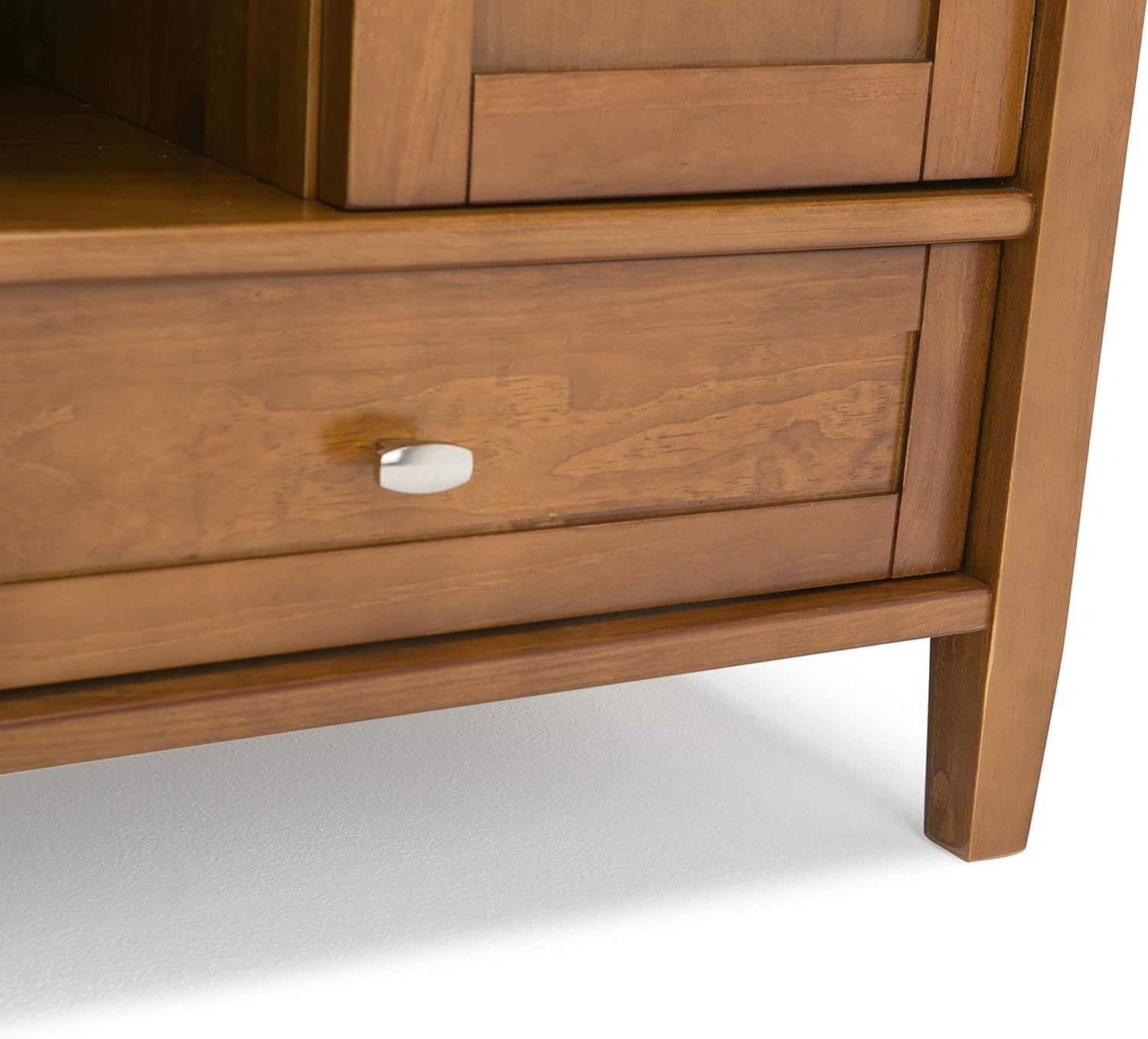 SIMPLIHOME Warm Shaker 47" Wide Solid Wood TV Stand in Light Golden Brown