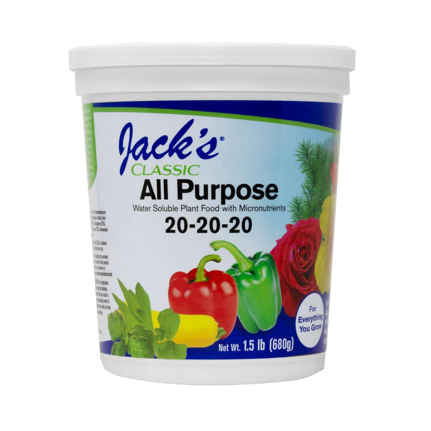 Jack's Classic All Purpose 20-20-20 Water Soluble Plant Food (1.5lbs) | Powdered, Targeted Micronutrient Package, Promotes Growth, Green-Up