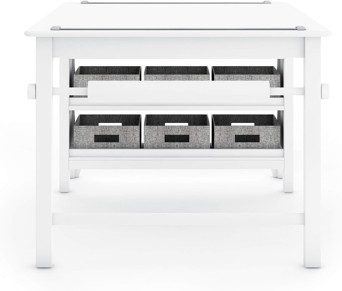 Martha Stewart Kids' Art Table and Chair Set - Linen White: Wooden Kids Play Table for Arts and Crafts | Coloring Desk with Paint Cups