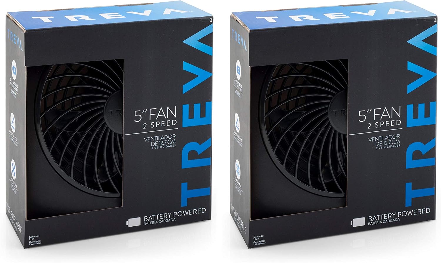 O2COOL Treva 5 in Portable Battery Powered Desk Fan 2-Speed Black | Yes