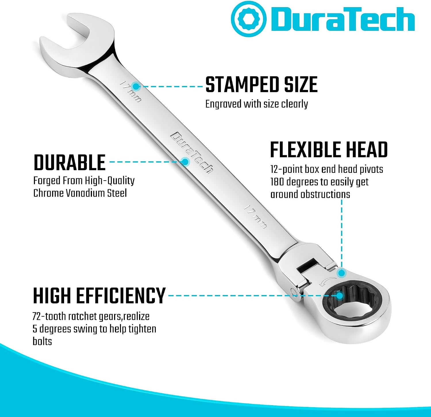 DURATECH 22-Piece Ratcheting Wrench Set, Combination Wrench Set, Metric&SAE