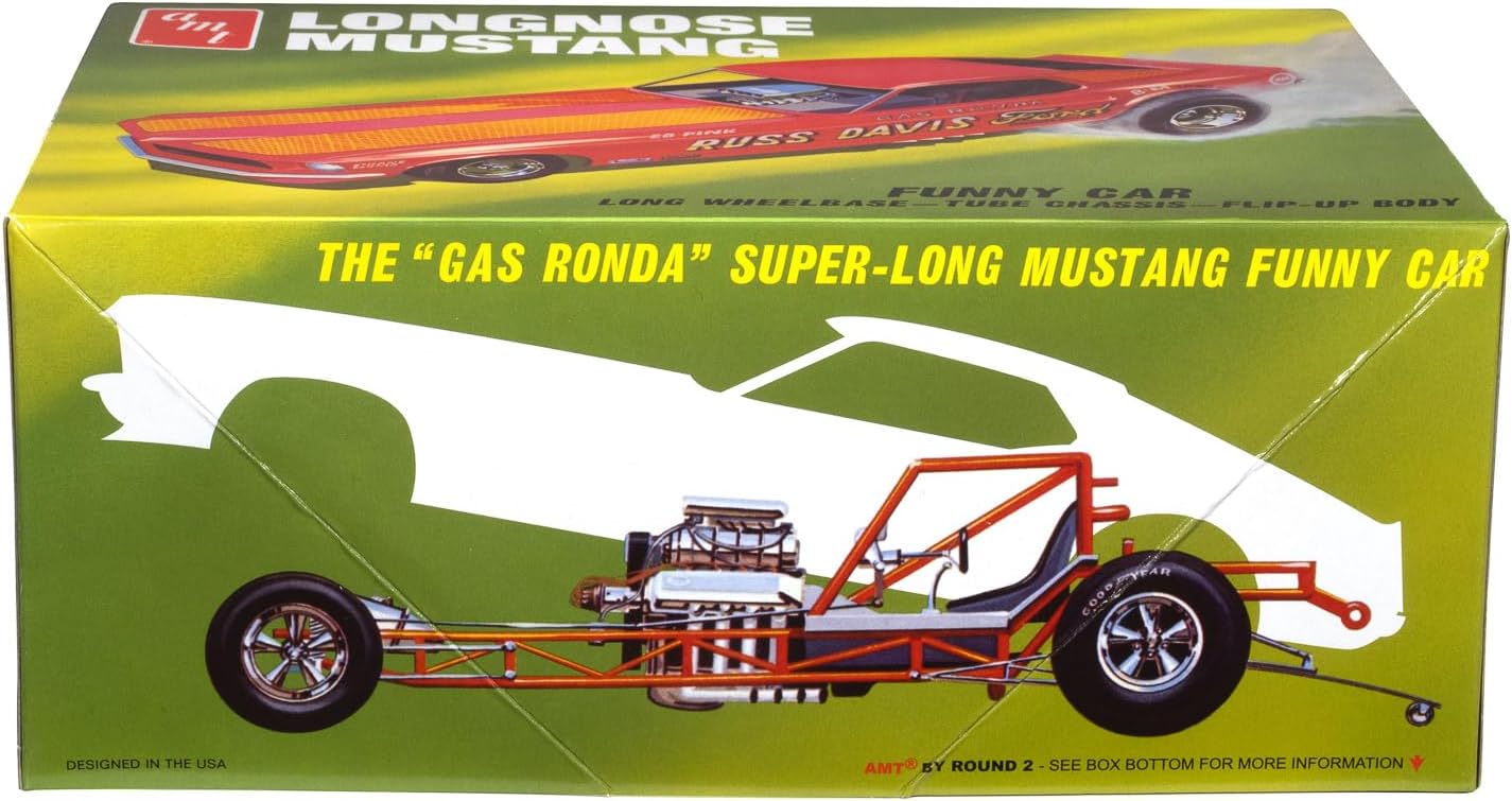 AMT 1969 Ford Mustang Long Nose Funny Car Gas Ronda 1:25 Scale Model Kit