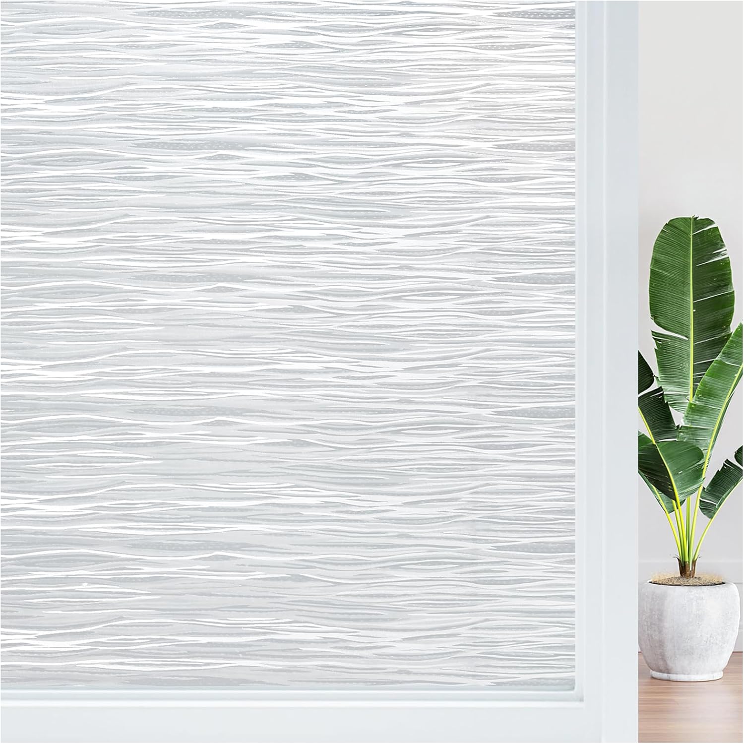 Haton Window Privacy Film, Frosted Stripe Non-Adhesive, 17.5" x 78.7"