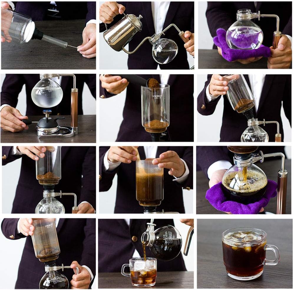 Siphon Coffee Maker Japanese Style Vacuum Glass Siphon Pot Percolators 1-3 Cups Siphon Coffee Maker