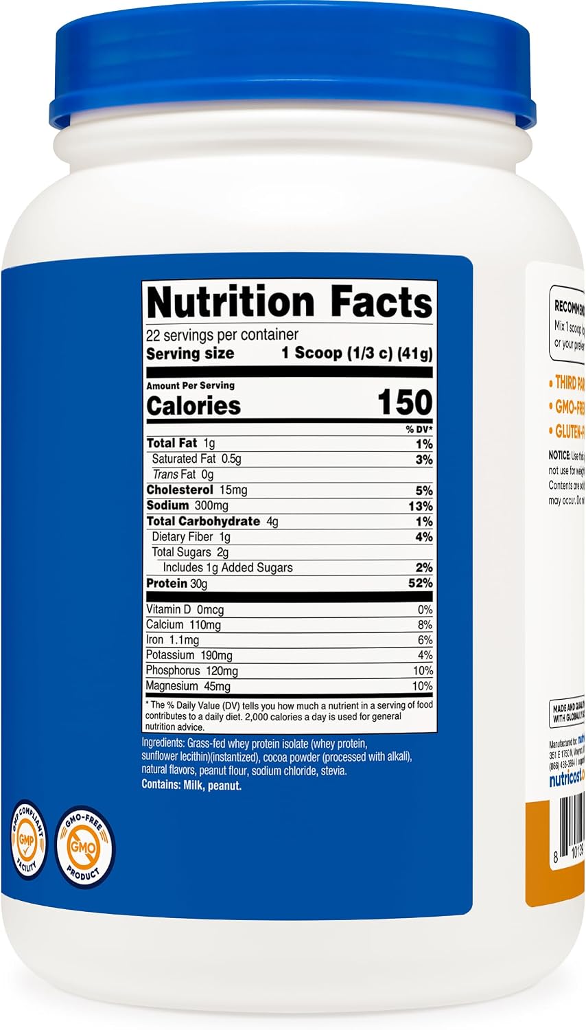 Nutricost Grass-Fed Whey Protein Isolate (Vanilla) 5LBS | GMO-Free, Gluten Free, Natural Flavors