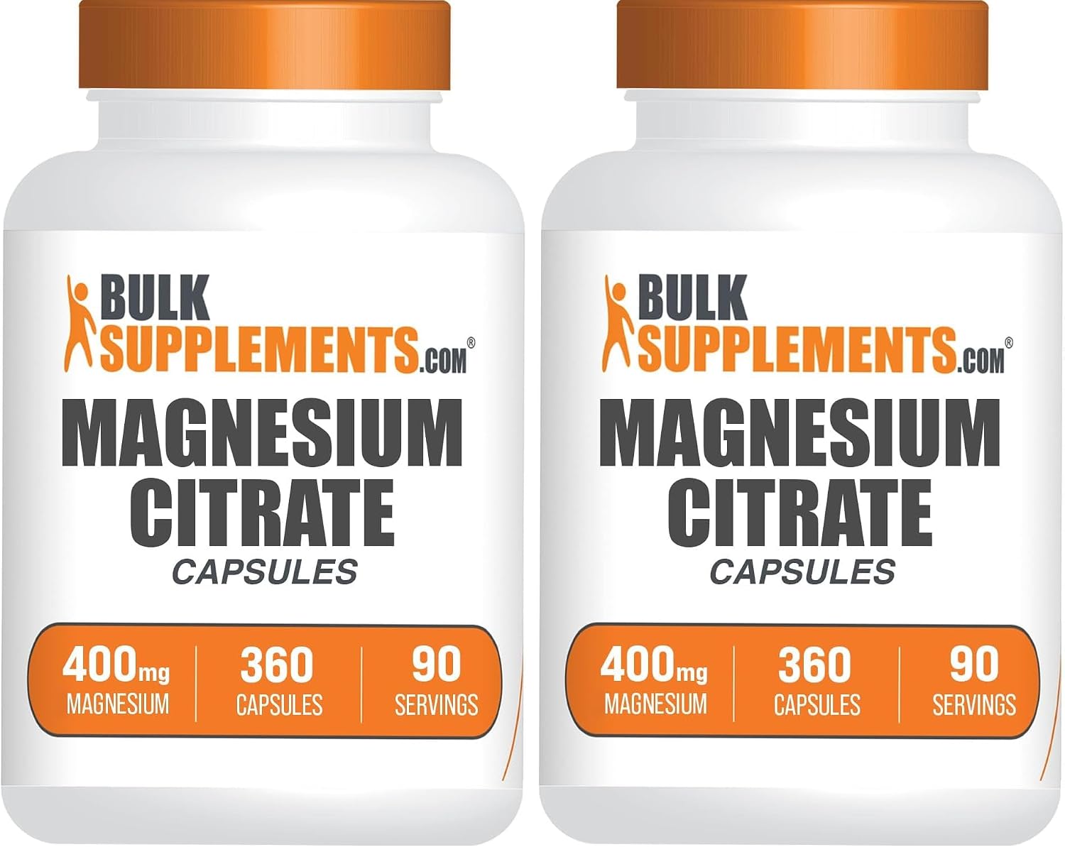 BulkSupplements.com Magnesium Citrate Capsules - Magnesium Supplement, Magnesium Citrate 400mg - Gluten Free, 4 Capsules per Serving