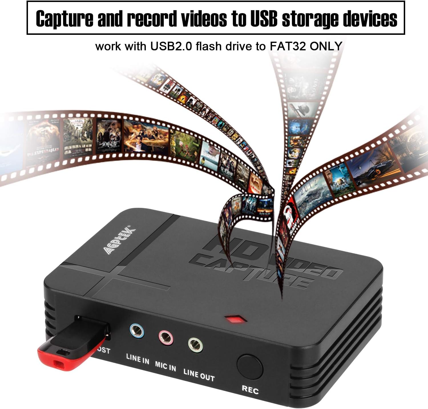 AGPTEK HD Game Capture Video Capture 1080P | HDMI/AV Recorder Xbox 360&One/ PS3 PS4,Support Mic in with Both HDMI and AV Input