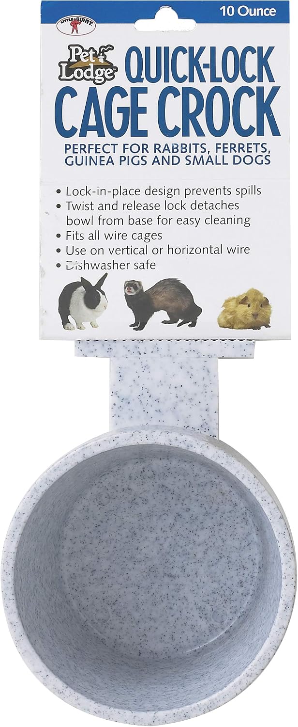 Pet Lodge® Quick LockCage Crock | Feeding & Watering Dish for Rabbits | Attaches to Wire | Easily Removable for Cleaning | 20 Ounce