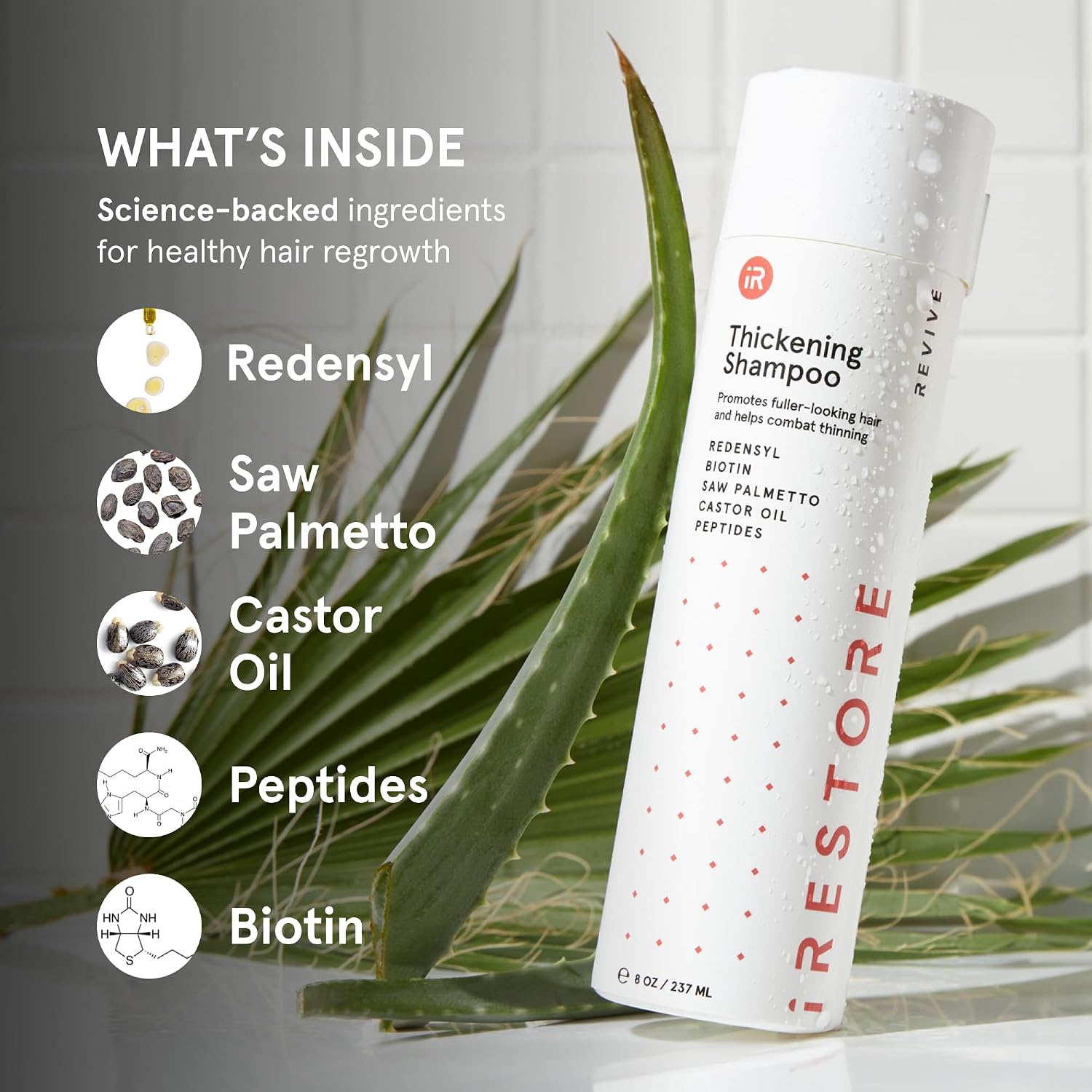 iRestore Max Growth Bundle includes our Hair Growth Formula Supplement, Growth Activator Serum, Thickening Shampoo