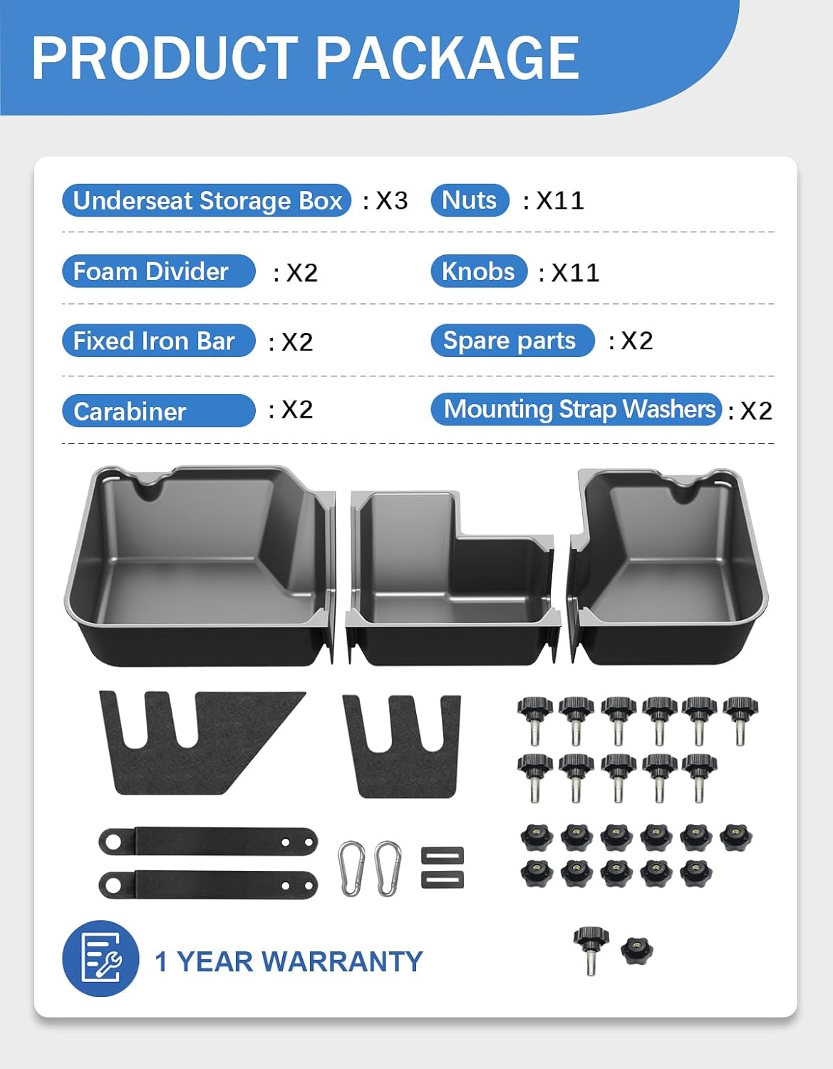 FengYu Under Seat Storage Box for 2015-2026 Ford F-150 F150 SuperCrew Cab | 2017-2026 F-250/F-350/F-450/F-550 Super Duty,F-150 Rear Underseat Storage Truck Organizer Tool Box