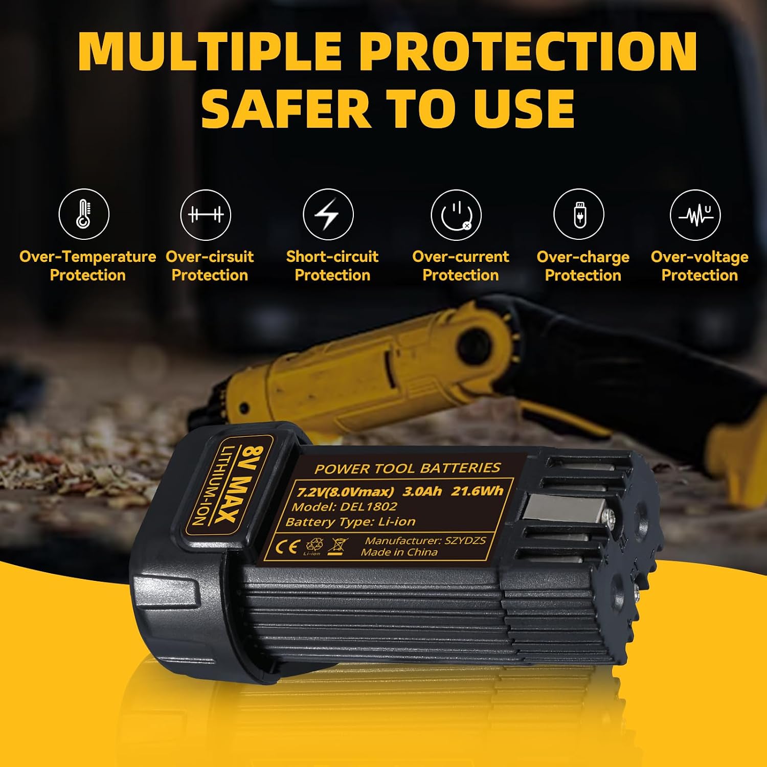 3.0Ah DCB080 Battery Replacement for Dewalt 8V Battery 2Pack | Fits DCF680N1 DW4390 DCF680N2 DCF680G2