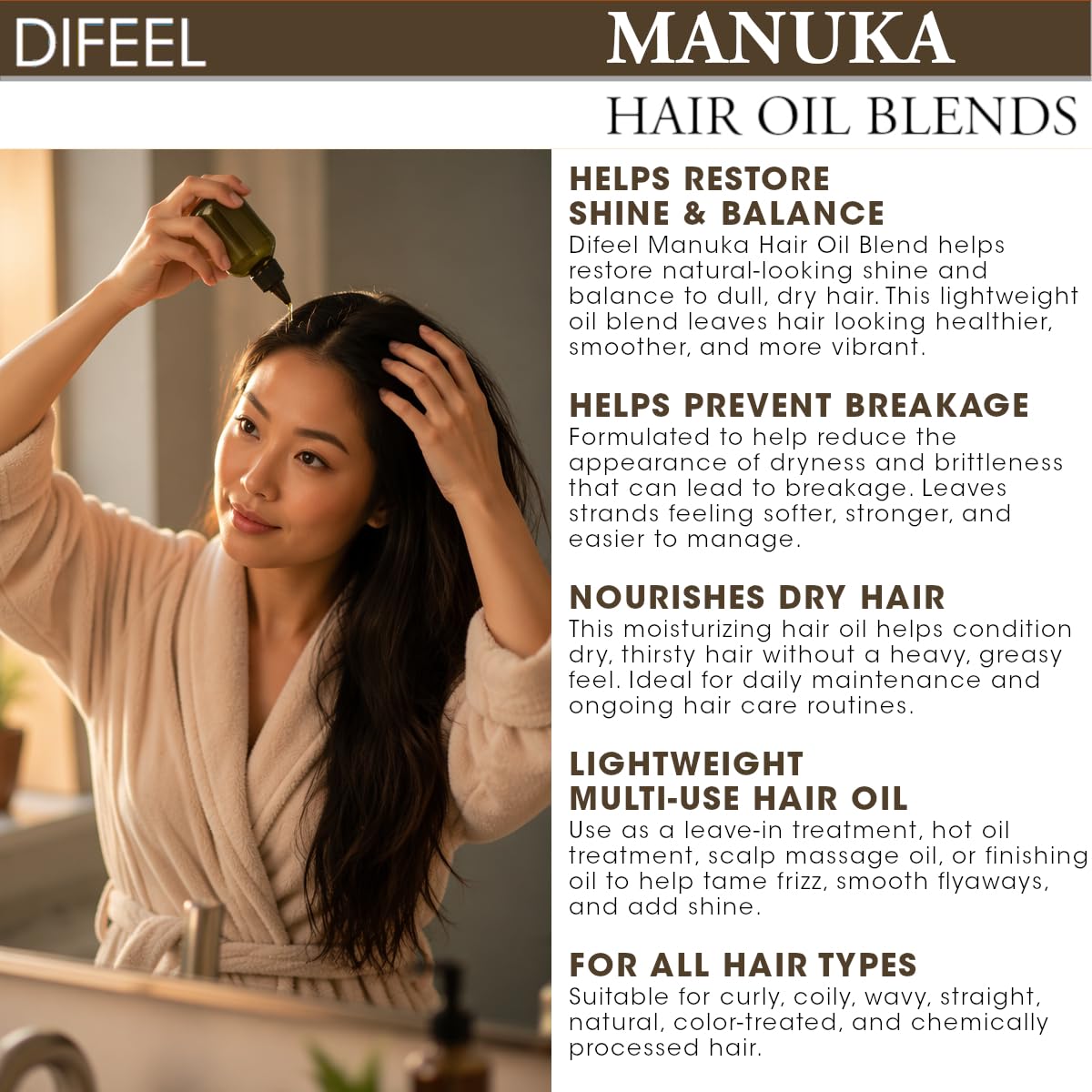 Difeel Soy Hair Oil Blend - Travel Size 2.5 Ounce