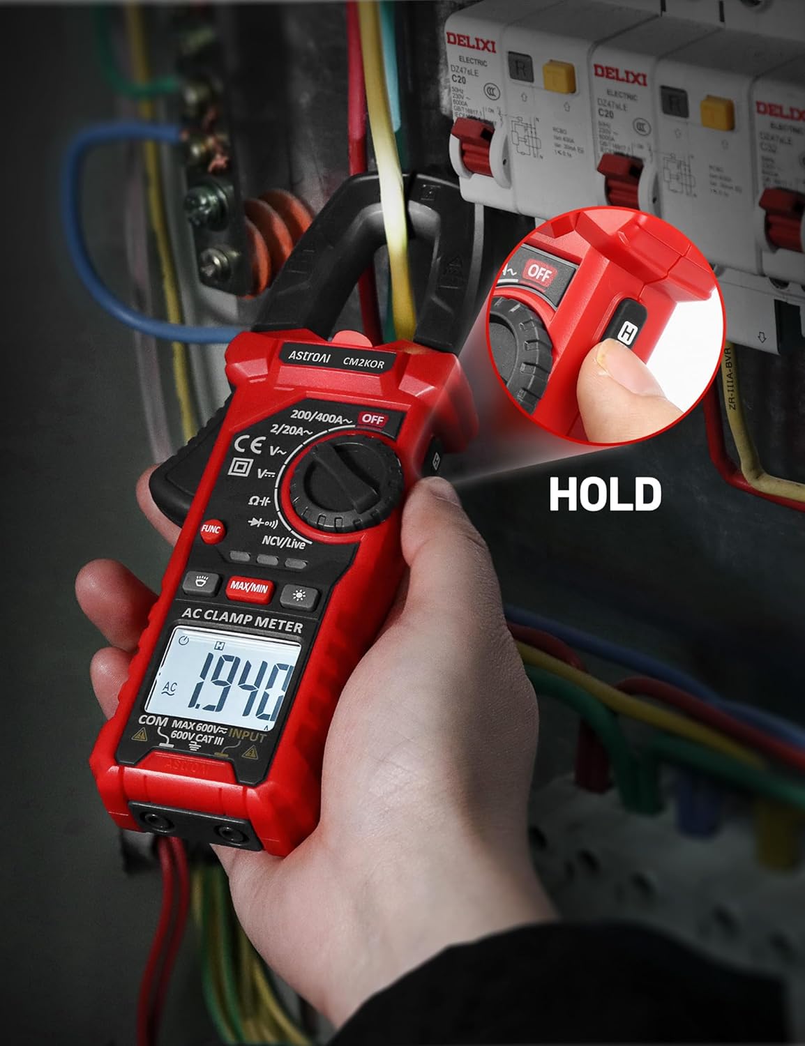 AstroAI Digital Clamp Meter Multimeter 2000 Counts Amp Voltage Tester Auto-ranging with AC/DC Voltage, AC Current, Resistance, Capacitance, Continuity