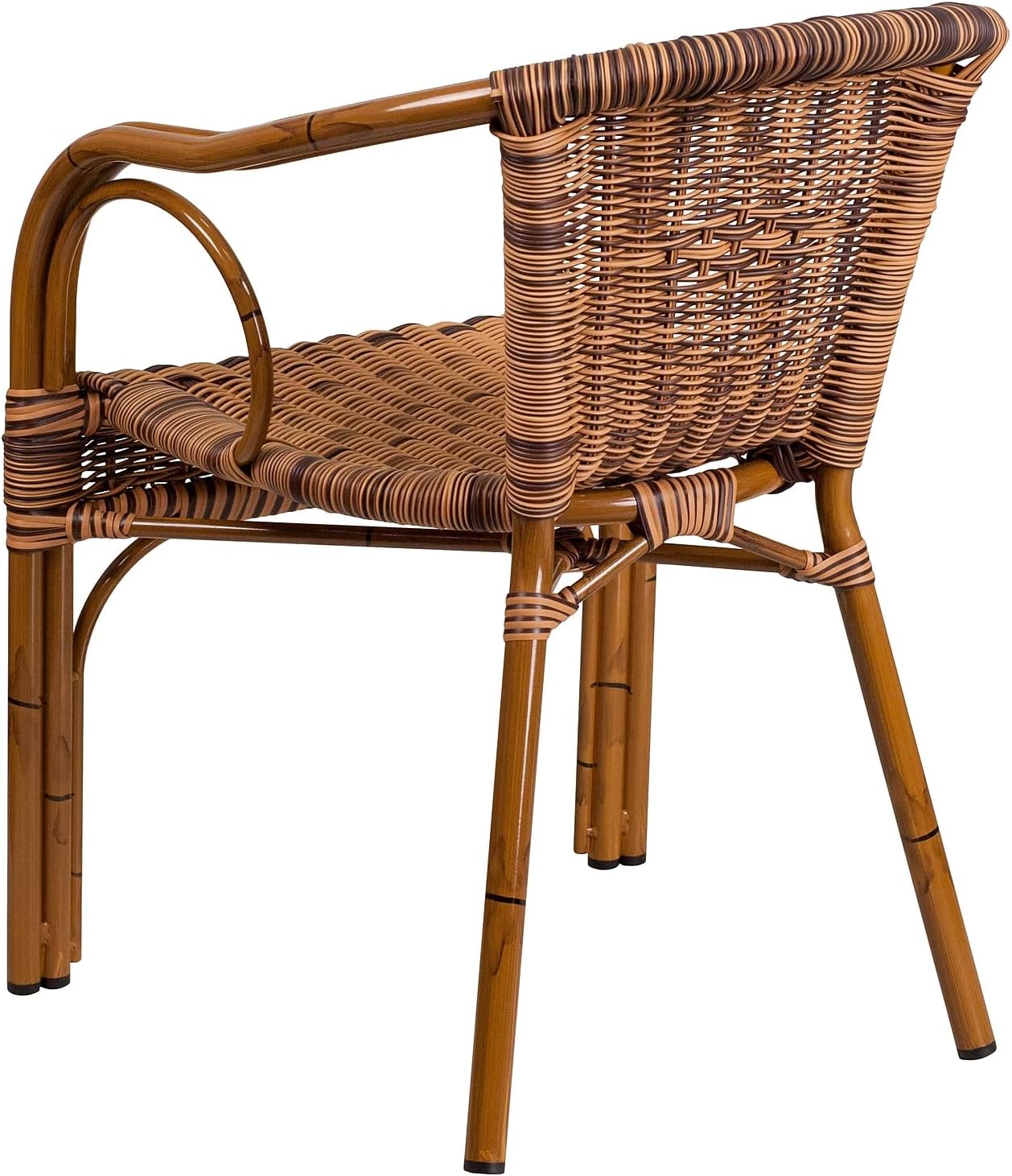 Flash Furniture Rattan Chair with Aluminum Frame, Burning Brown/Red Bamboo | Durable Construction, Commercial Use