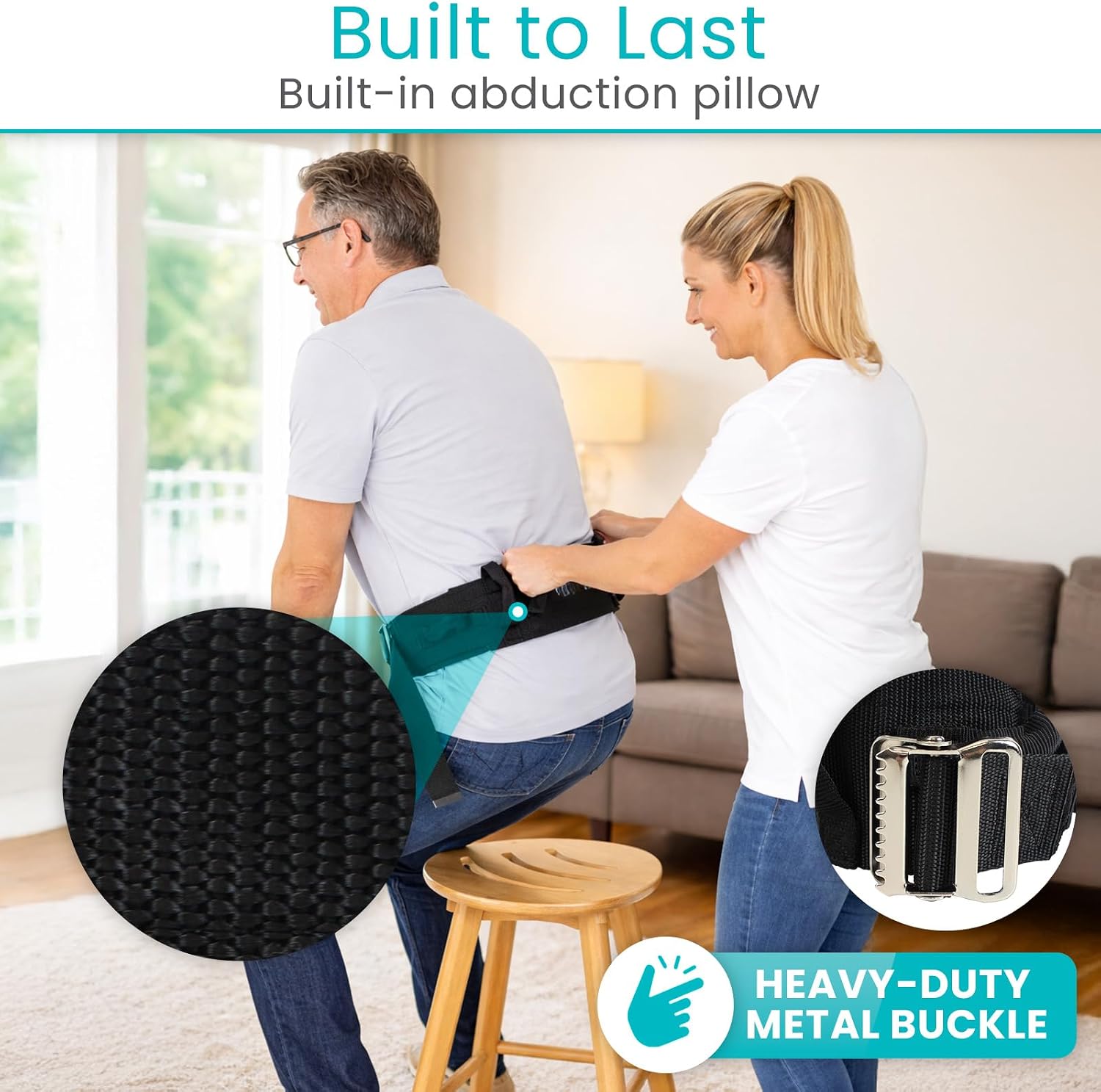 Vive Gait Belt (350lbs) Transfer Belt with Handles - Medical Nursing Safety Patient Assist - Bariatric, Elderly, Handicap