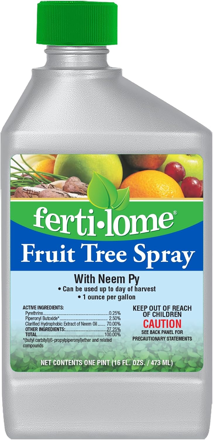 Fertilome (10131) Fruit Tree Spray Multi-Purpose Insecticide &, 16 oz | Pyrethrins + sulfur formula - Kills insects, mites