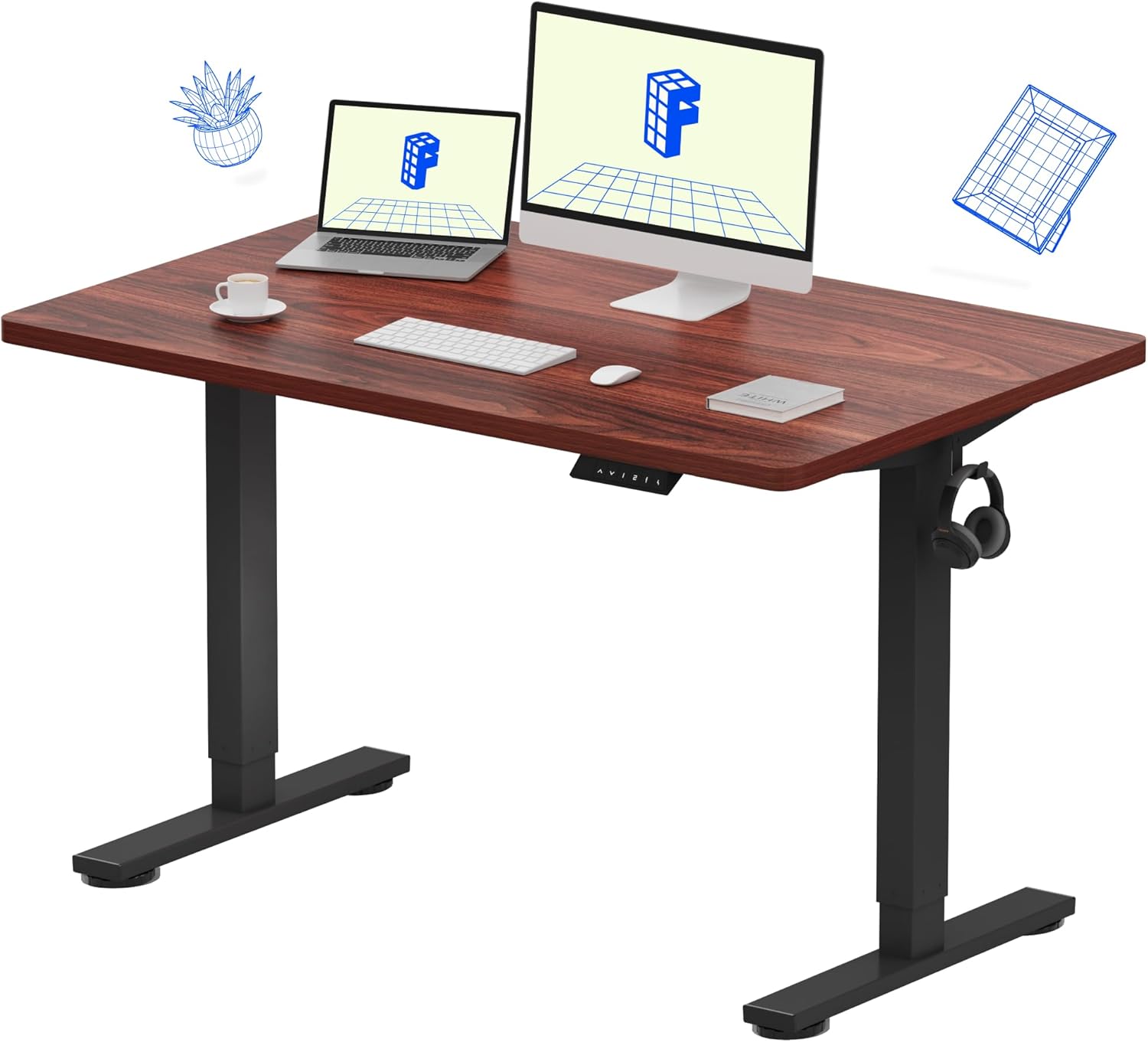 FLEXISPOT EN1 One-Piece Standing Desk, Electric Adjustable with 4 Memory Presets, 176 LBS Capacity, Stable & Quiet