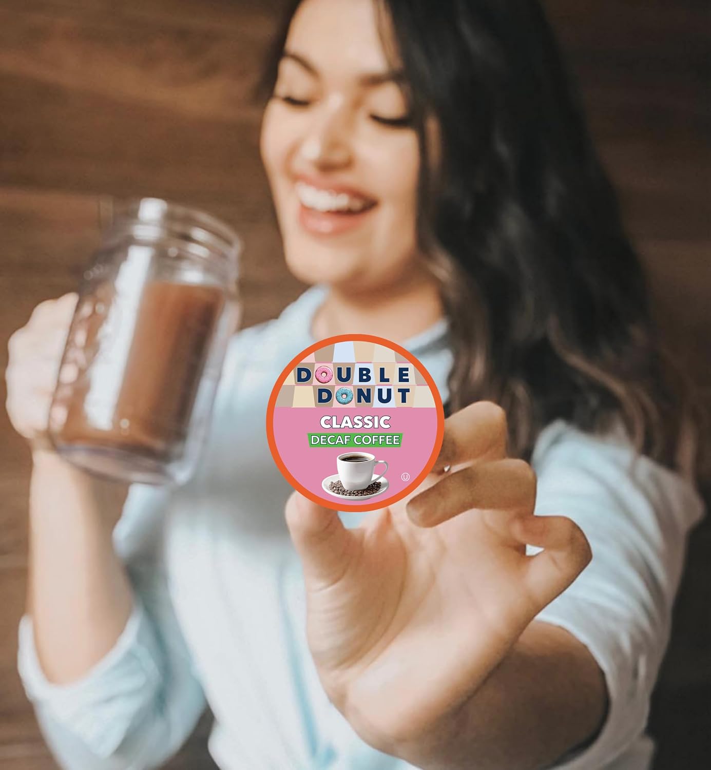 Double Donut Coffee Double Donut Medium Roast Decaf Coffee Pods, Classic, for Keurig K-Cup Machines, 24 Single-Serve Capsules per Box