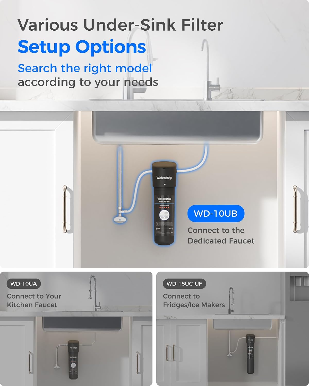 Waterdrop 10UB Under Sink Water Filter System with Dedicated Faucet