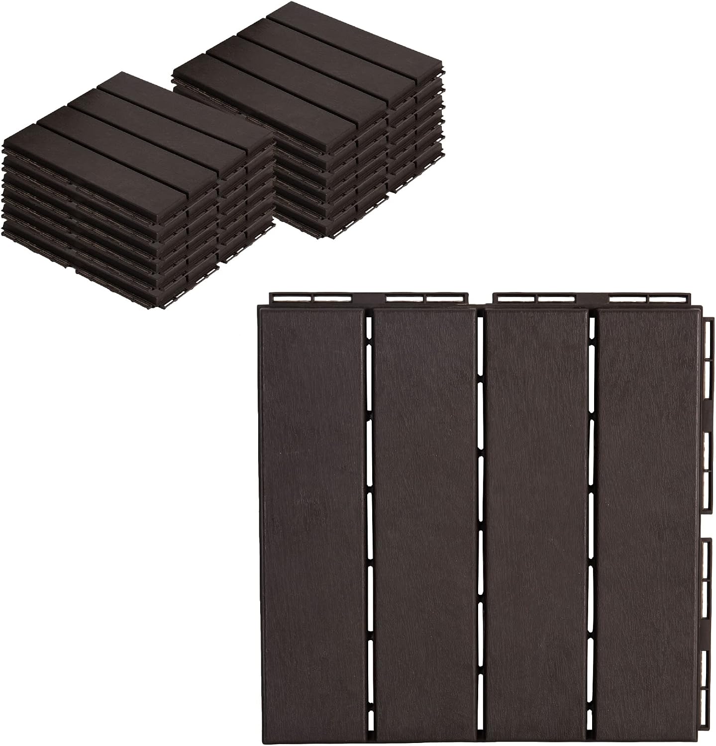 ASTEROUTDOOR Interlocking Deck Tiles Plastic Waterproof Outdoor Flooring 12" x 12" for Patio Garden Deck Poolside Indoor Outdoor, 10 pcs, Gray