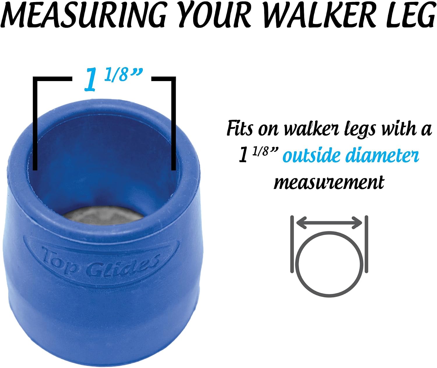 Steel-Reinforced Walker Glide Tips (Gray, 1 1/8")