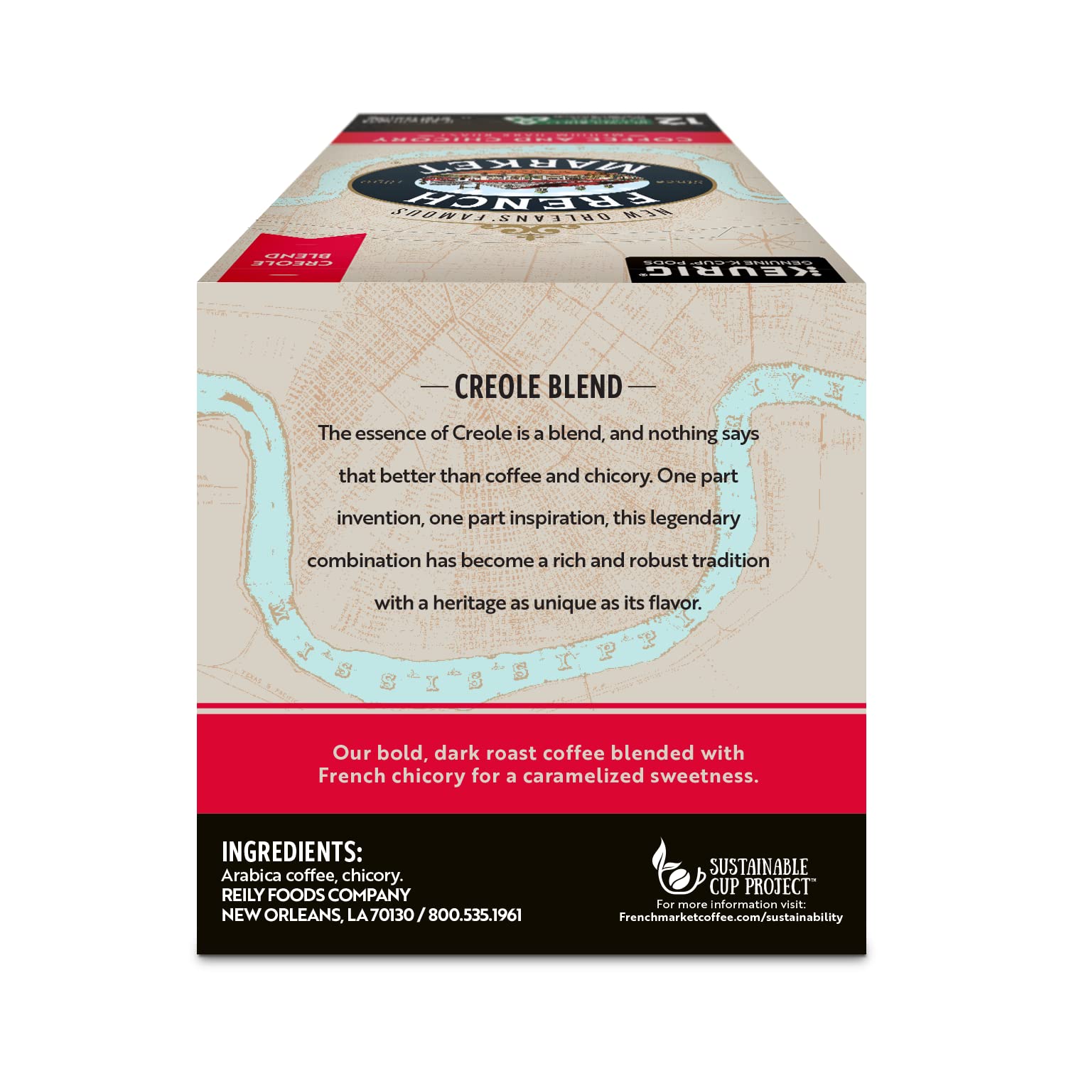 French Market Streetcar Blend Dark Roast Single Serve Coffee Pods, 12ct Box (Pack of 6)
