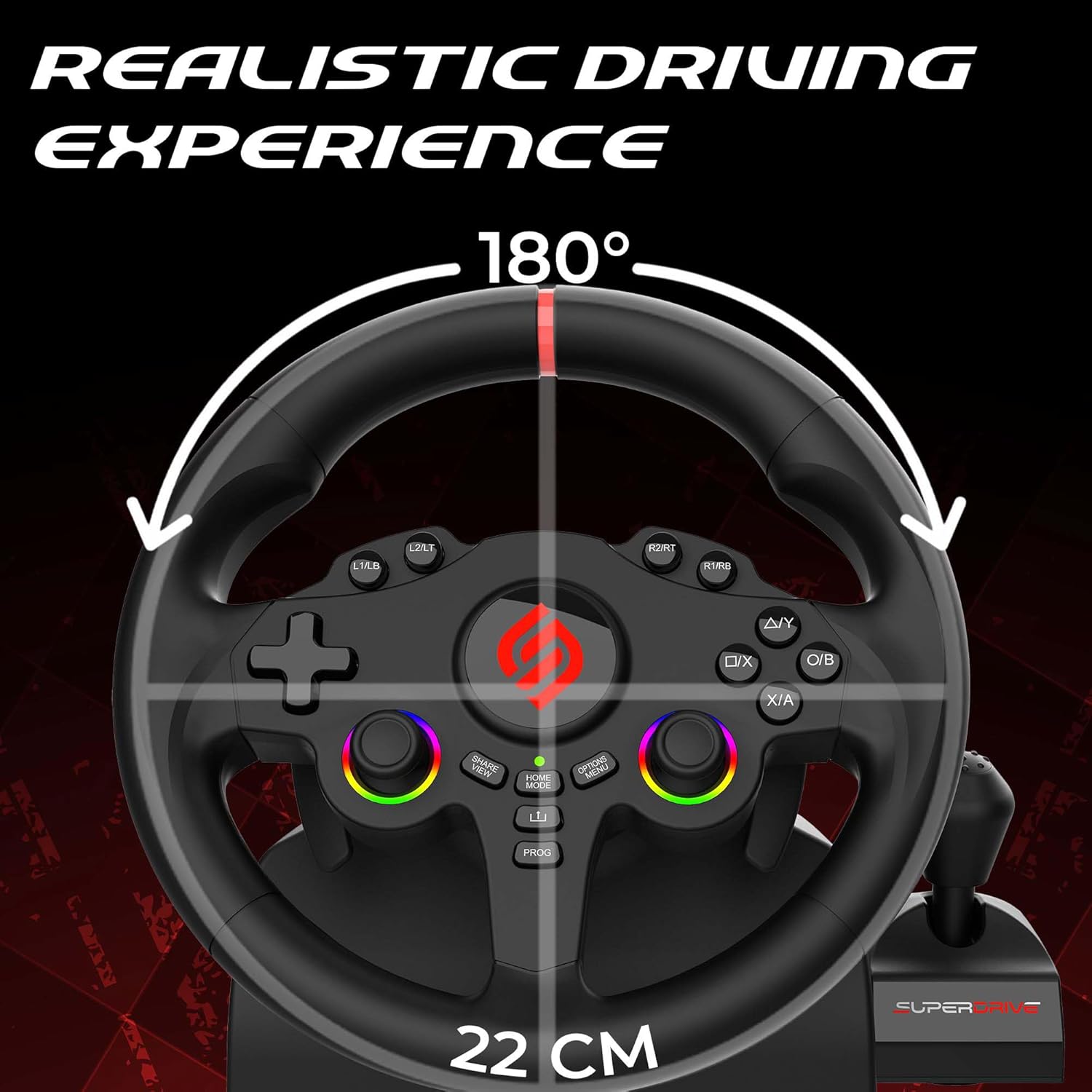 SUBSONIC Racing SV250 Gaming Steering Wheel Switch 2, PS4, Xbox & PC – 180°