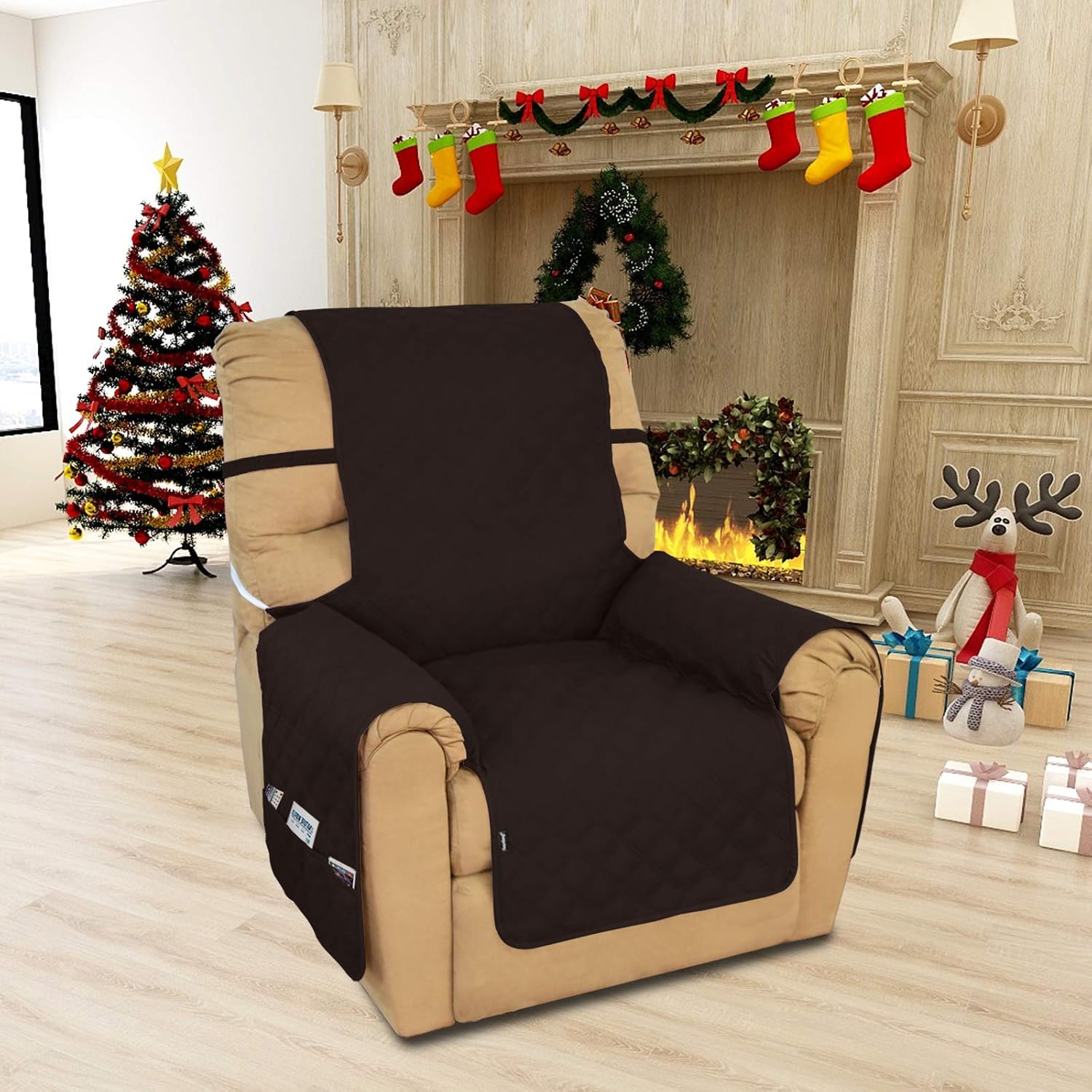 Easy-Going Waterproof Non-Slip Couch Cover, Small Recliner, Chocolate