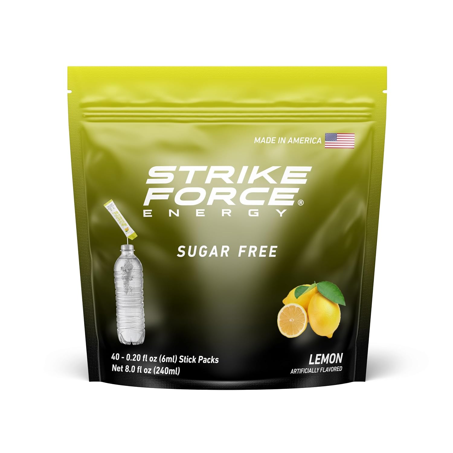 Strike Force Energy Drink Mix - Original Flavor - Natural Tasting Caffeine Drink - Turn Any Drink into a Healthy Energy Drink - Zero Calories, Keto Friendly, Sugar Free, Pre Workout (40 Liquid Packs)